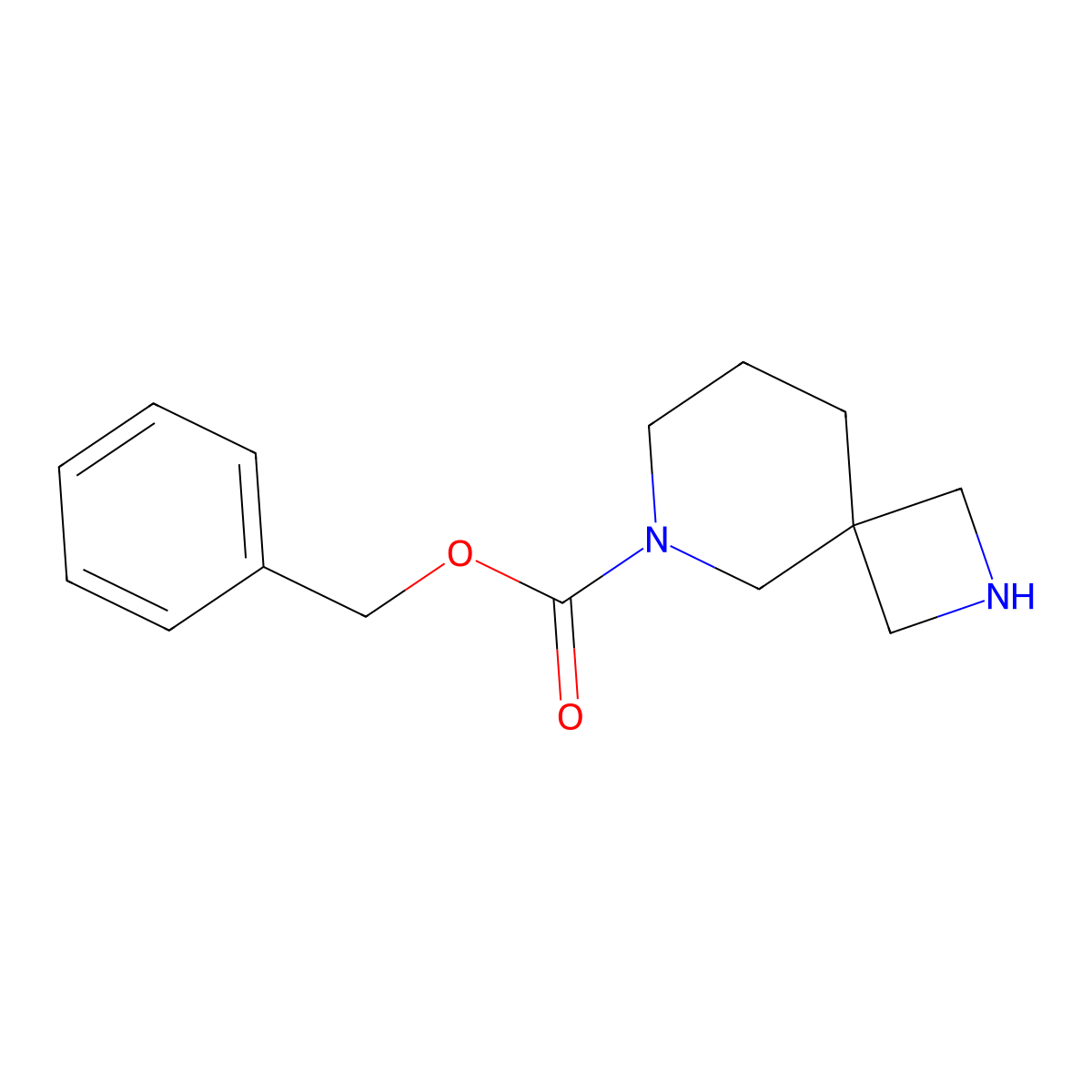 Benzyl 2,6-diazaspiro[3.5]nonane-6-carboxylate molecular structure, CAS 1086394-81-1
