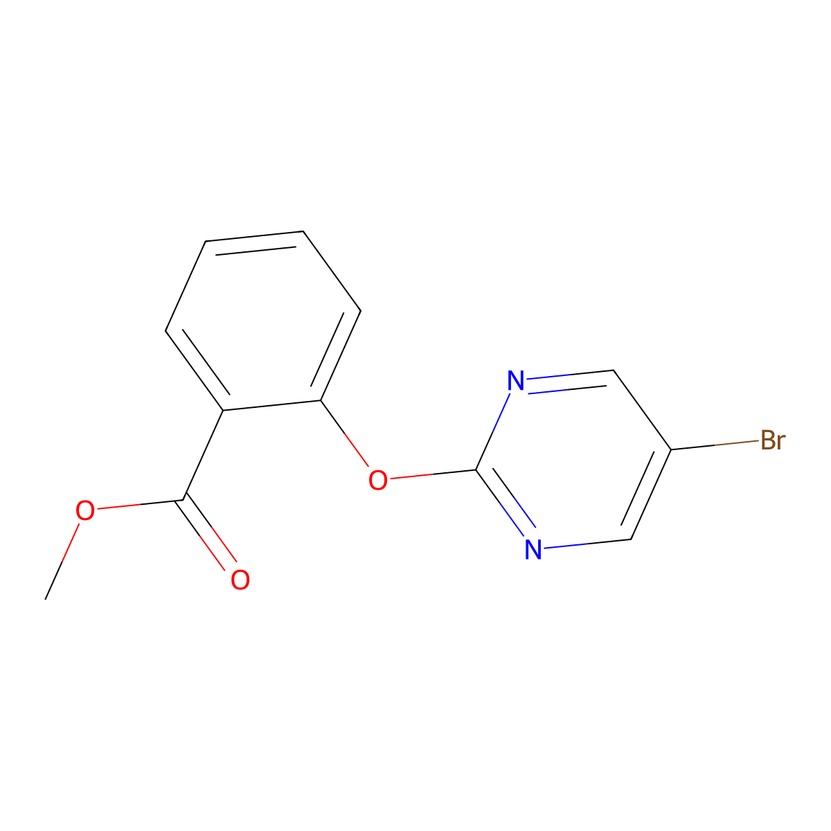 Methyl 2-(5-bromopyrimidin-2-yloxy)benzoate molecular structure, CAS 1086397-52-5
