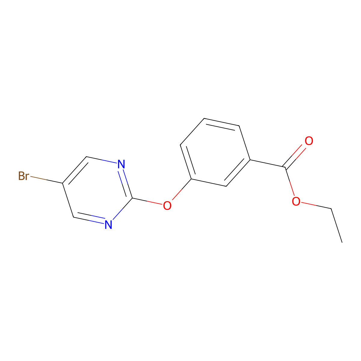 Ethyl 3-(5-bromopyrimidin-2-yloxy)benzoate molecular structure, CAS 1086397-54-7