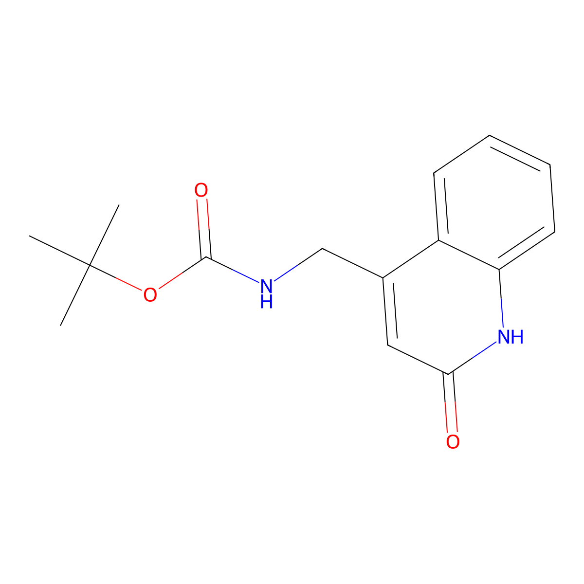 Carbamic acid, N-[(1,2-dihydro-2-oxo-4-quinolinyl)methyl]-, 1,1-dimethylethyl ester molecular structure, CAS 1086397-61-6