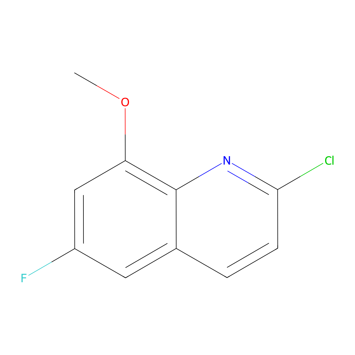 2-Chloro-6-fluoro-8-methoxyquinoline molecular structure, CAS 1086398-43-7