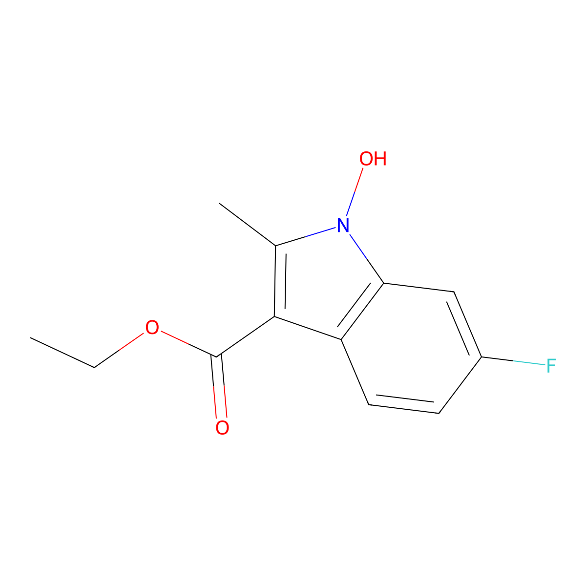 Ethyl 6-fluoro-1-hydroxy-2-methyl-indole-3-carboxylate molecular structure, CAS 1086398-59-5