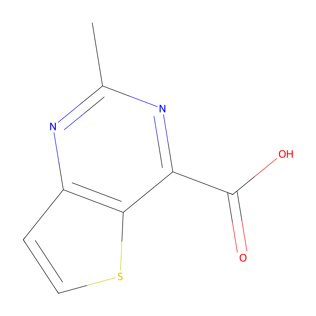 2-Methylthieno[3,2-d]pyrimidine-4-carboxylic acid molecular structure, CAS 1086399-01-0