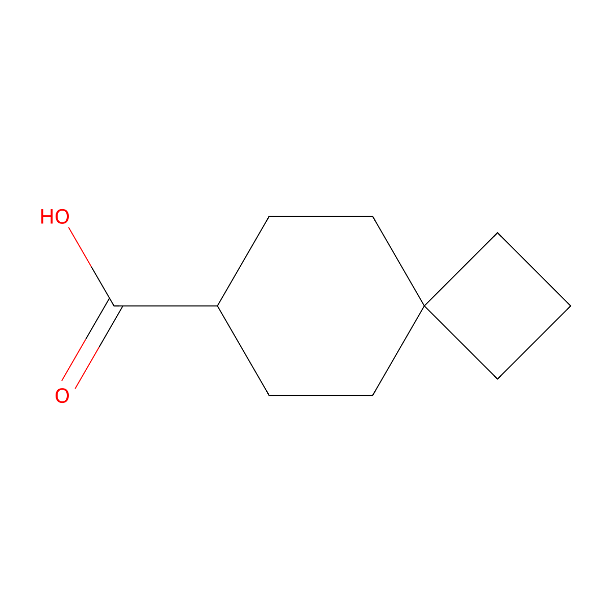 Spiro[3.5]nonane-7-carboxylic acid molecular structure, CAS 1086399-15-6