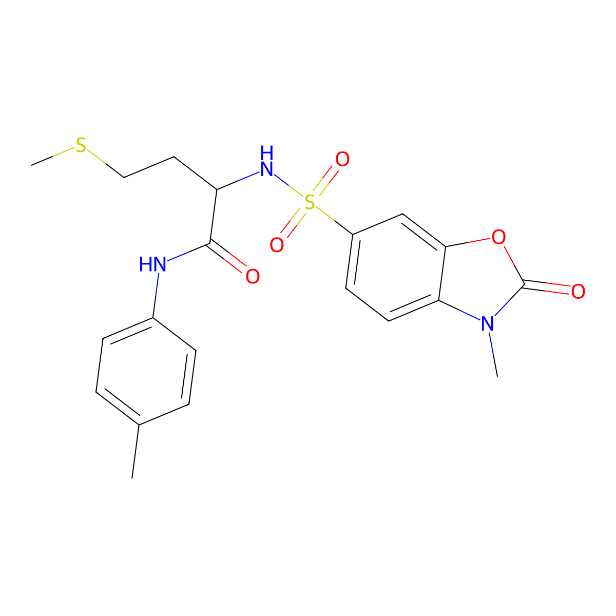 2-(3-Methyl-2-oxo-2,3-dihydro-1,3-benzoxazole-6-sulfonamido)-N-(4-methylphenyl)-4-(methylsulfanyl)butanamide molecular structure, CAS 1086409-83-7