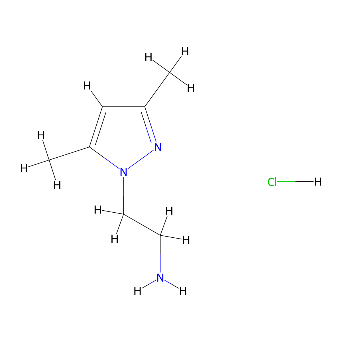 2-(3,5-Dimethyl-1H-pyrazol-1-yl)ethanamine hydrochloride molecular structure, CAS 108641-46-9