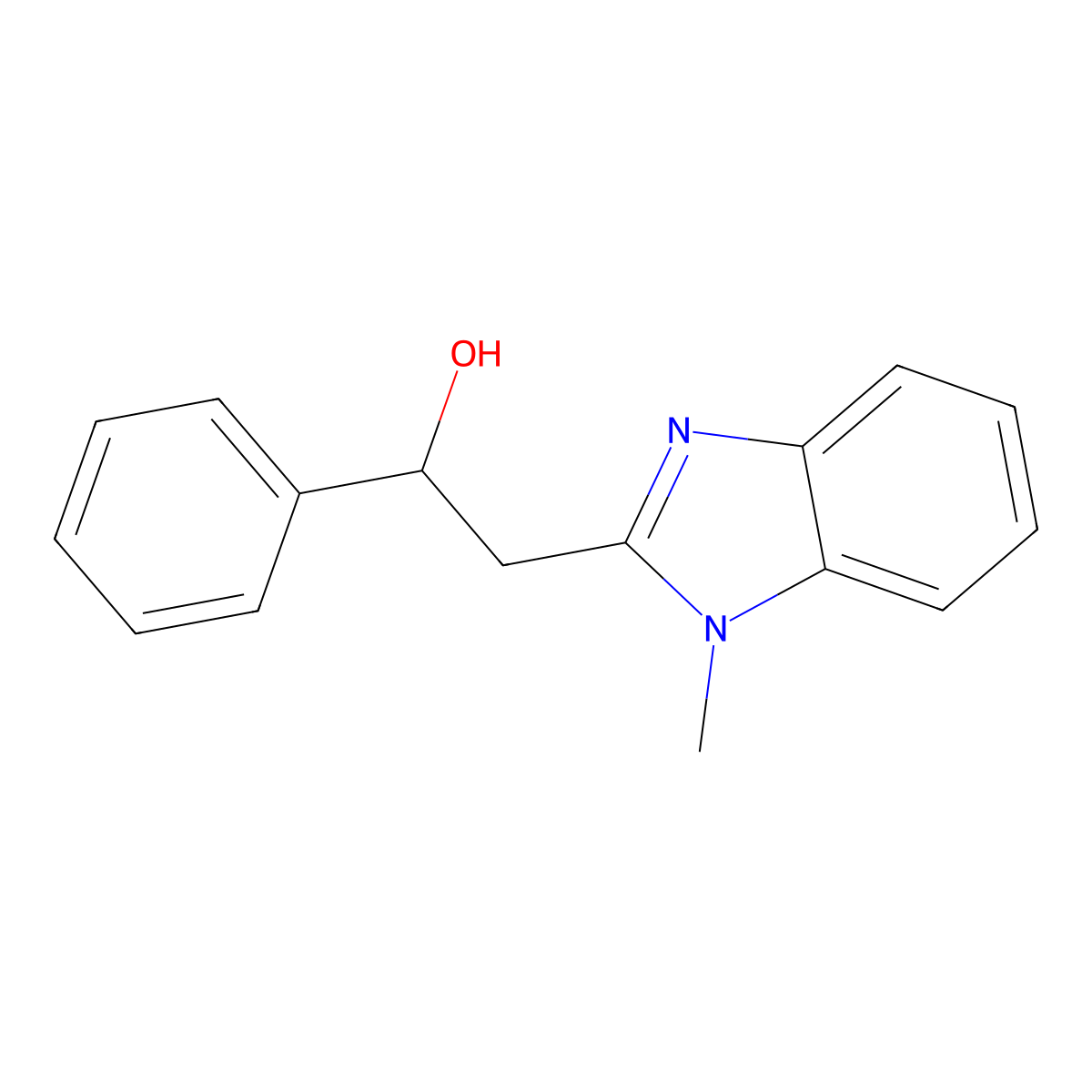 2-(1-Methylbenzimidazol-2-yl)-1-phenylethanol molecular structure, CAS 108641-77-6