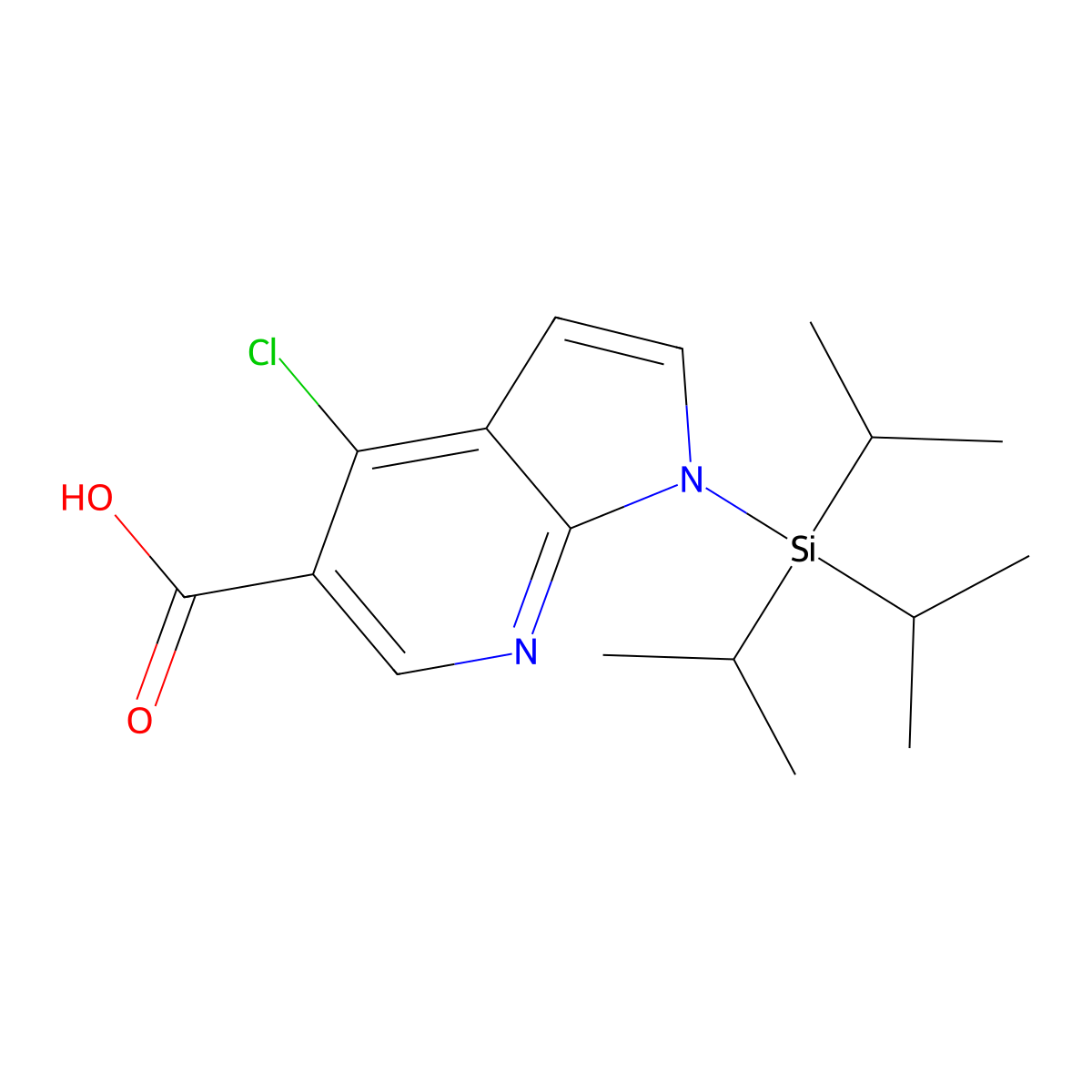 4-chloro-1-(triisopropylsilyl)-1H-pyrrolo[2,3-b]pyridine-5-carboxylic acid molecular structure, CAS 1086423-46-2