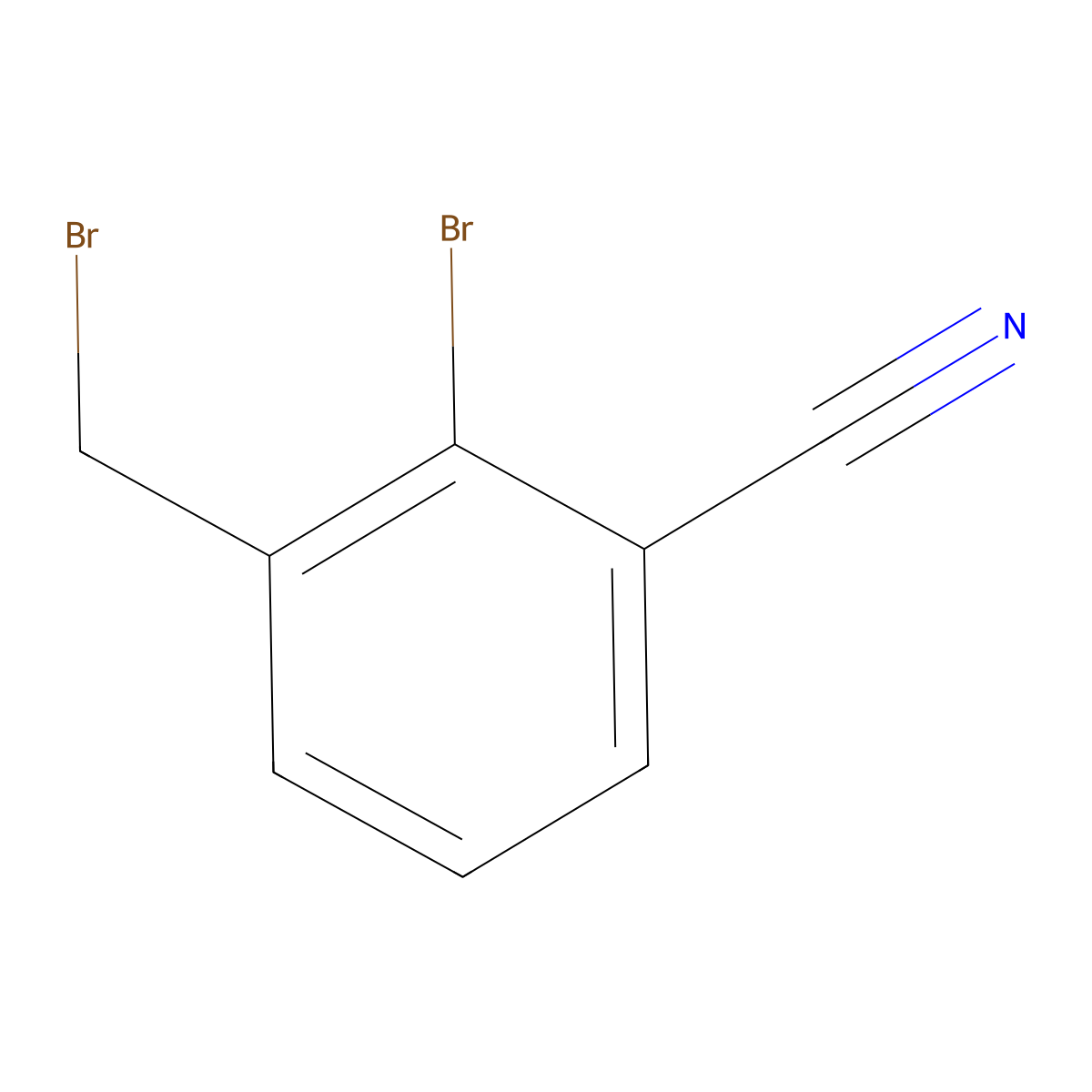 2-Bromo-3-(bromomethyl)benzonitrile molecular structure, CAS 1086429-87-9