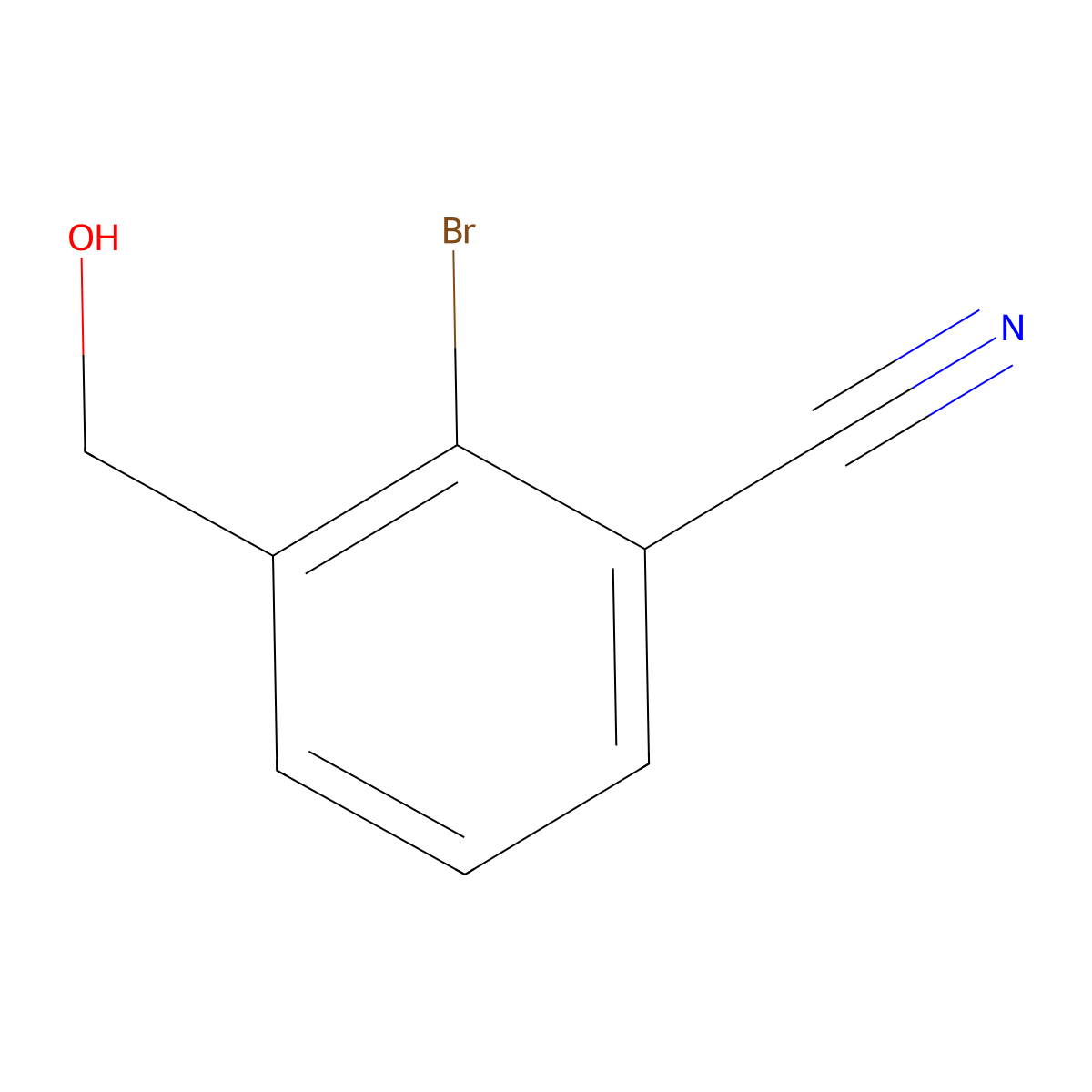 2-Bromo-3-(hydroxymethyl)benzonitrile molecular structure, CAS 1086429-88-0