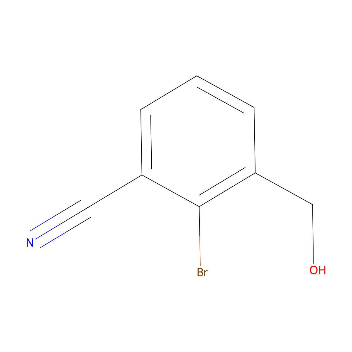 2-Bromo-3-(hydroxymethyl)benzonitrile molecular structure, CAS 1086429-88-0