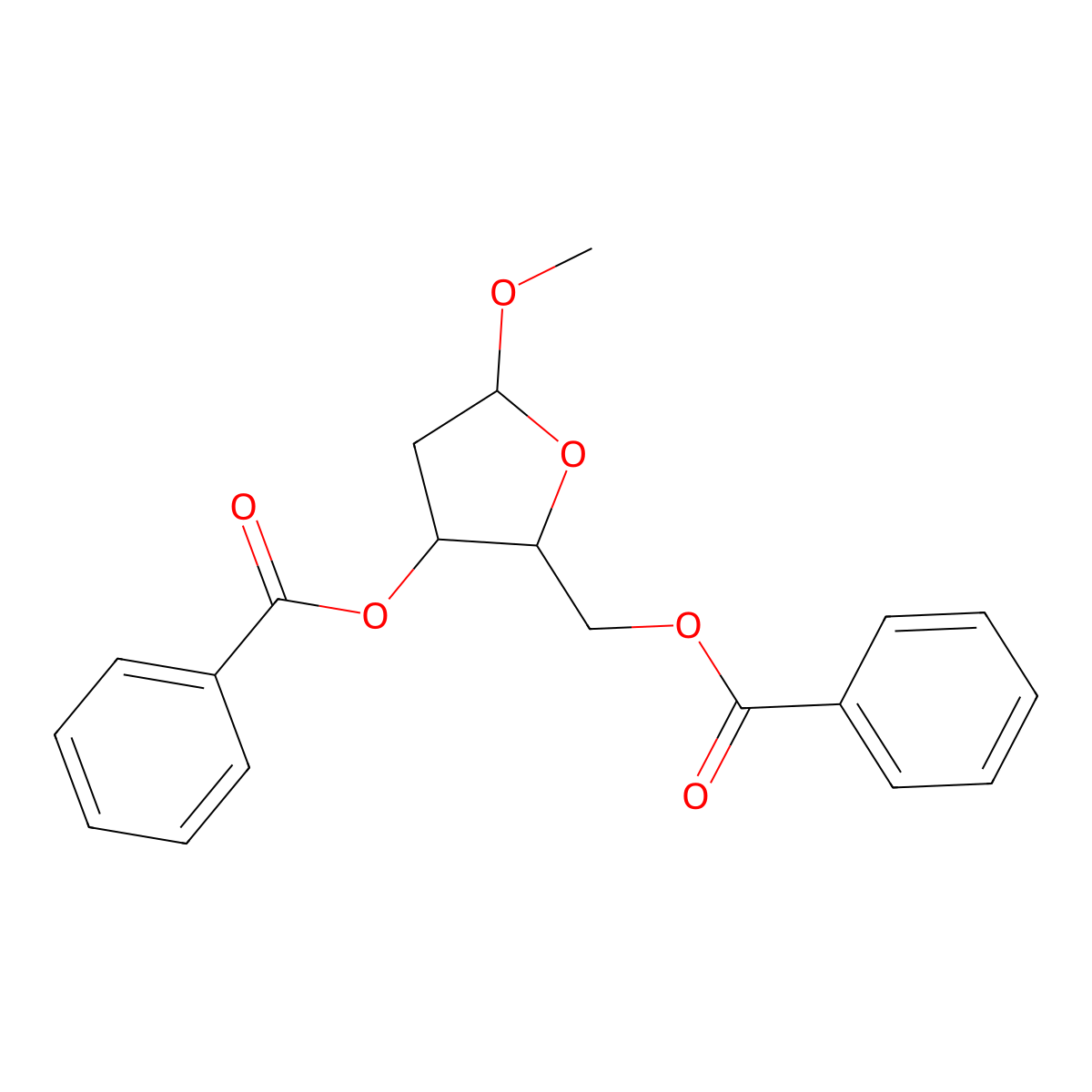 Methyl-2-deoxyribofuranose 3,5-dibenzoate molecular structure, CAS 108647-88-7