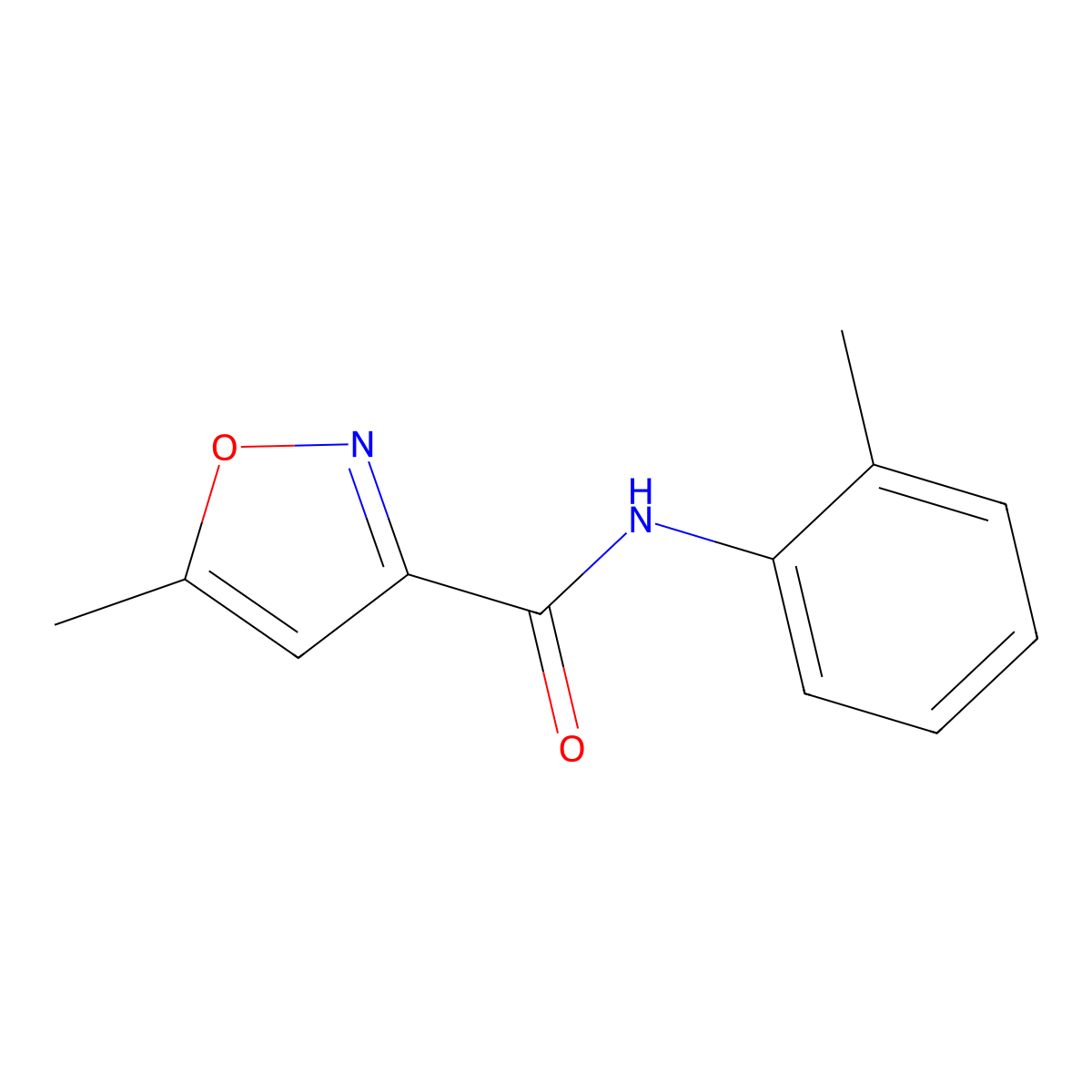 3-Isoxazolecarboxamide, 5-methyl-N-(2-methylphenyl)- molecular structure, CAS 108651-13-4