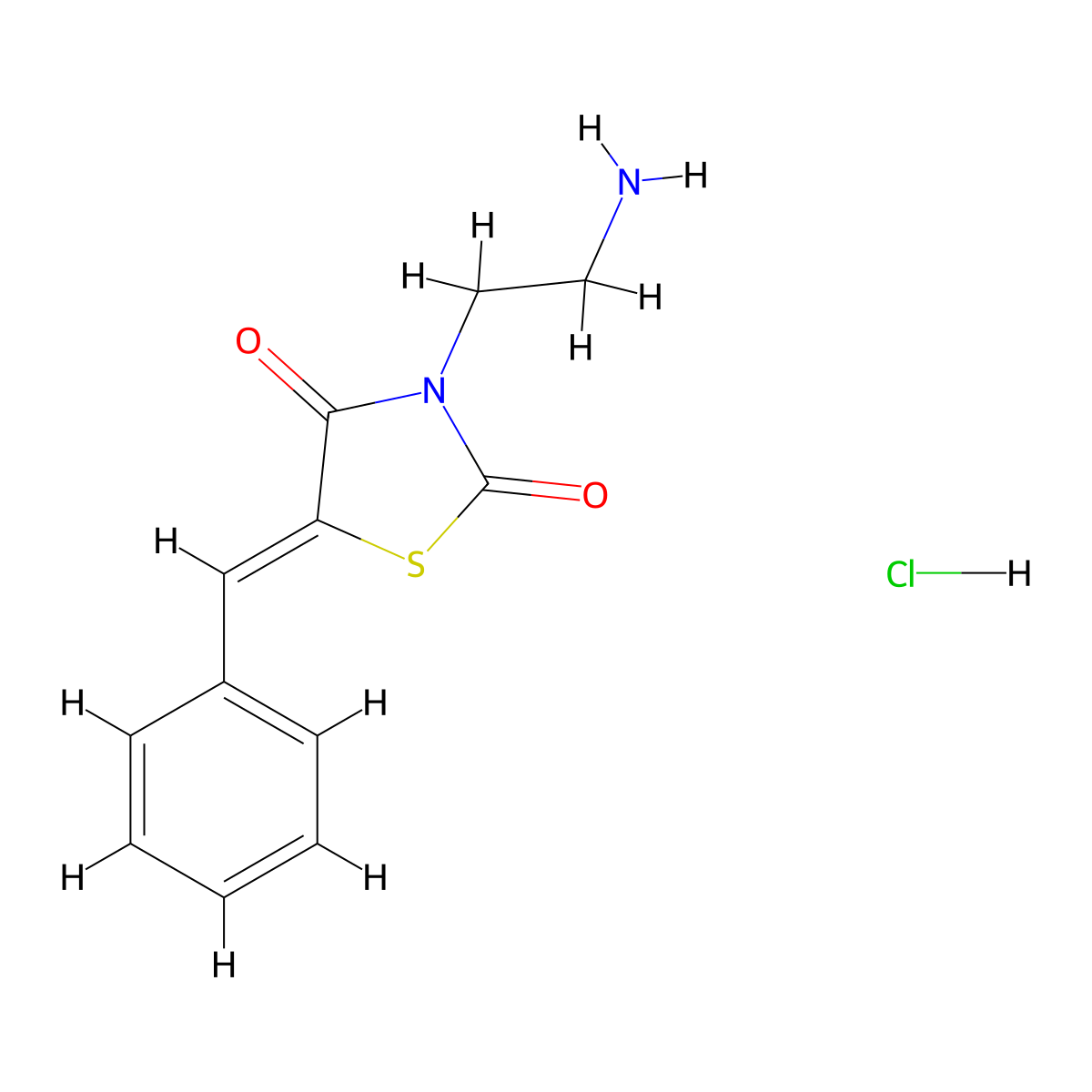 3-(2-Aminoethyl)-5-(phenylmethylidene)-1,3-thiazolidine-2,4-dione hydrochloride molecular structure, CAS 108651-20-3