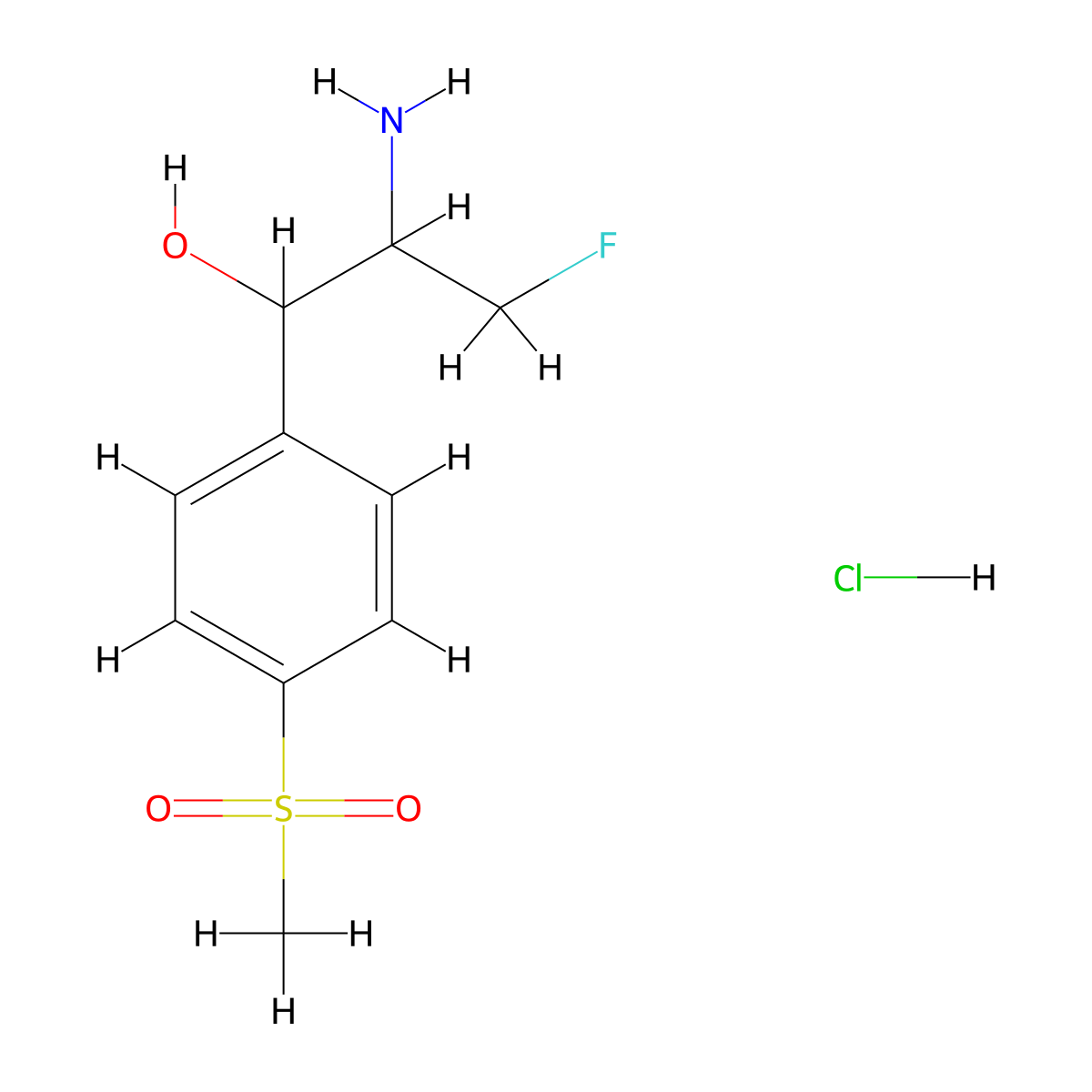 2-Amino-3-fluoro-1-(4-methylsulfonylphenyl)propan-1-ol;hydrochloride molecular structure, CAS 108656-33-3