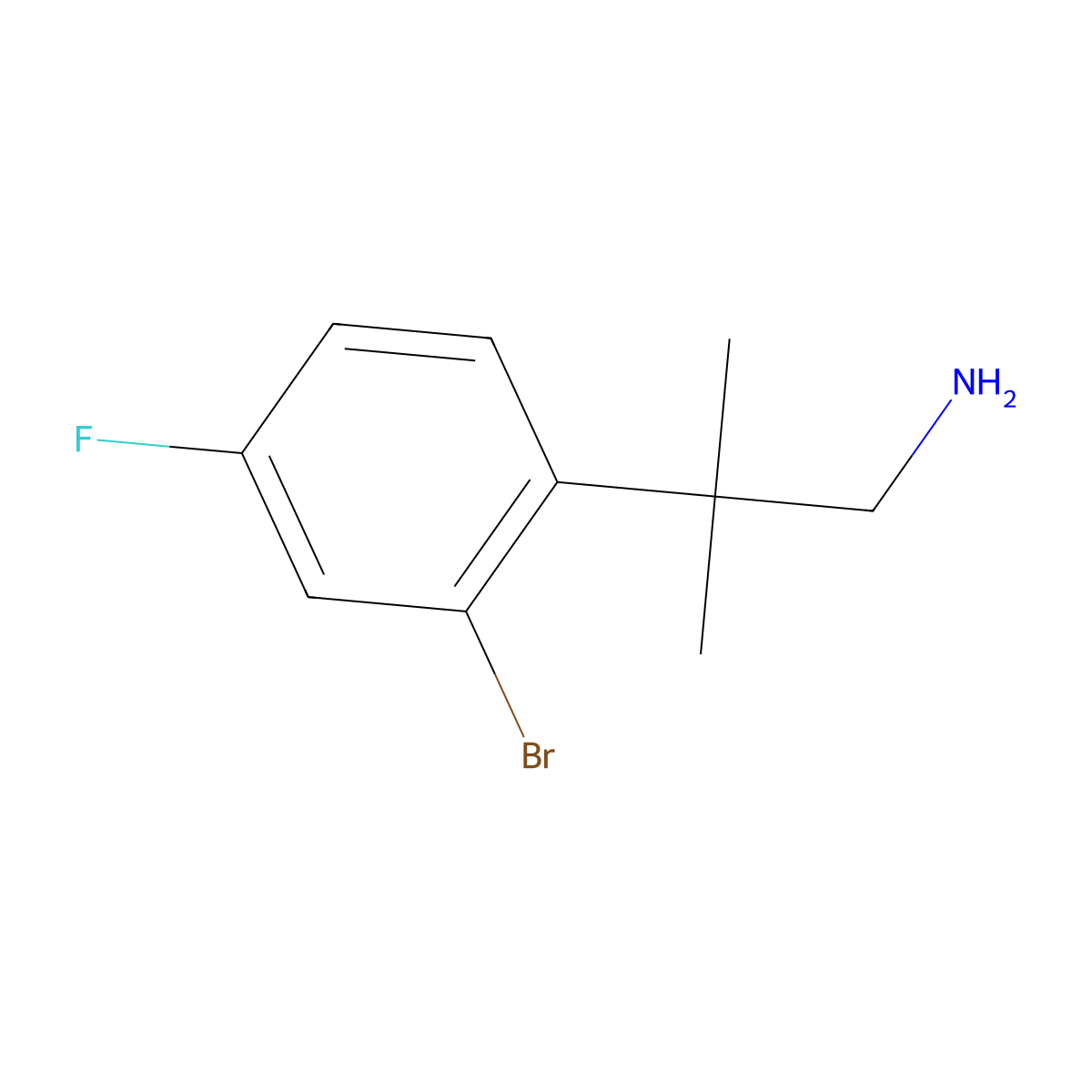 2-(2-Bromo-4-fluorophenyl)-2-methylpropan-1-amine molecular structure, CAS 1086599-51-0