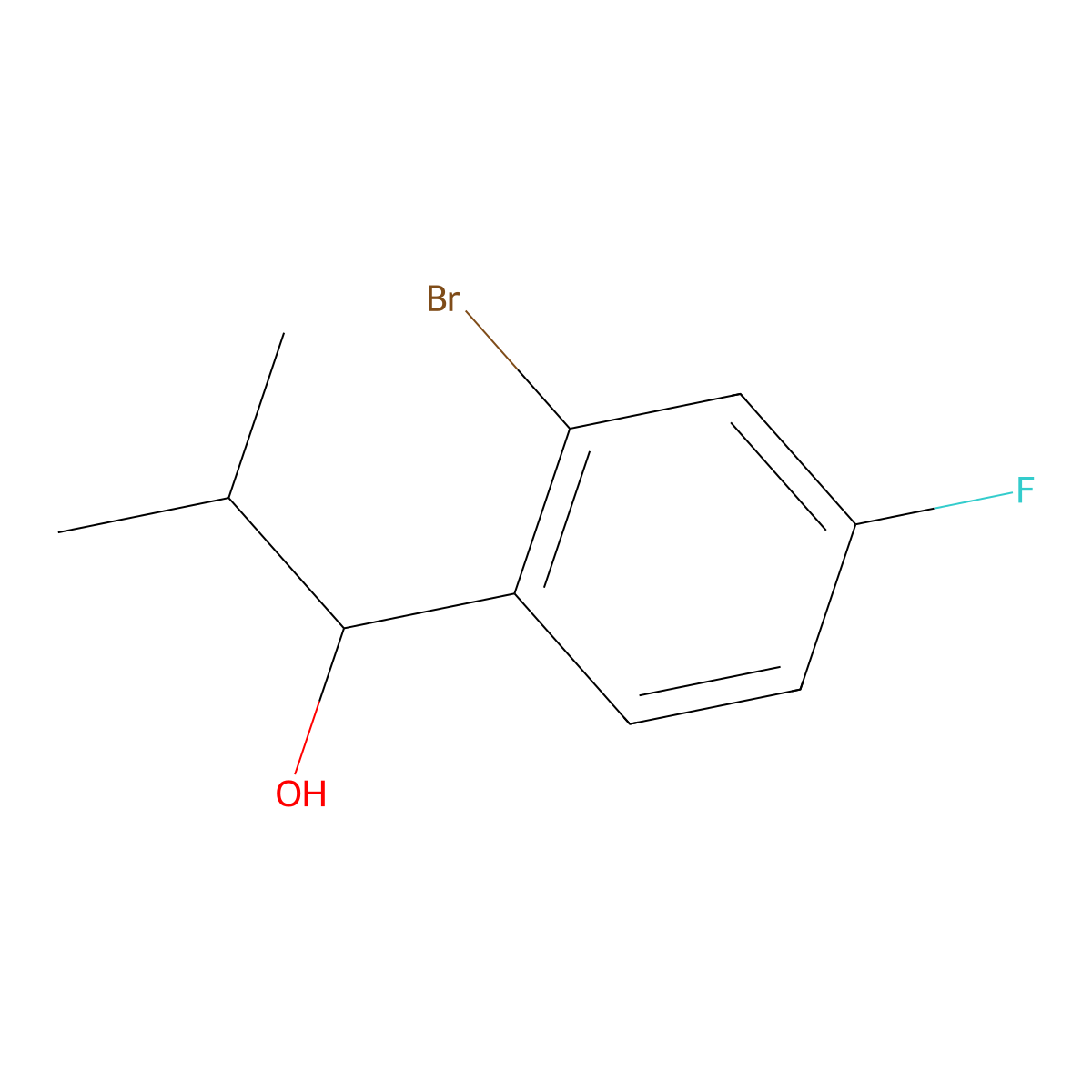 1-(2-Bromo-4-fluorophenyl)-2-methylpropan-1-ol molecular structure, CAS 1086599-61-2