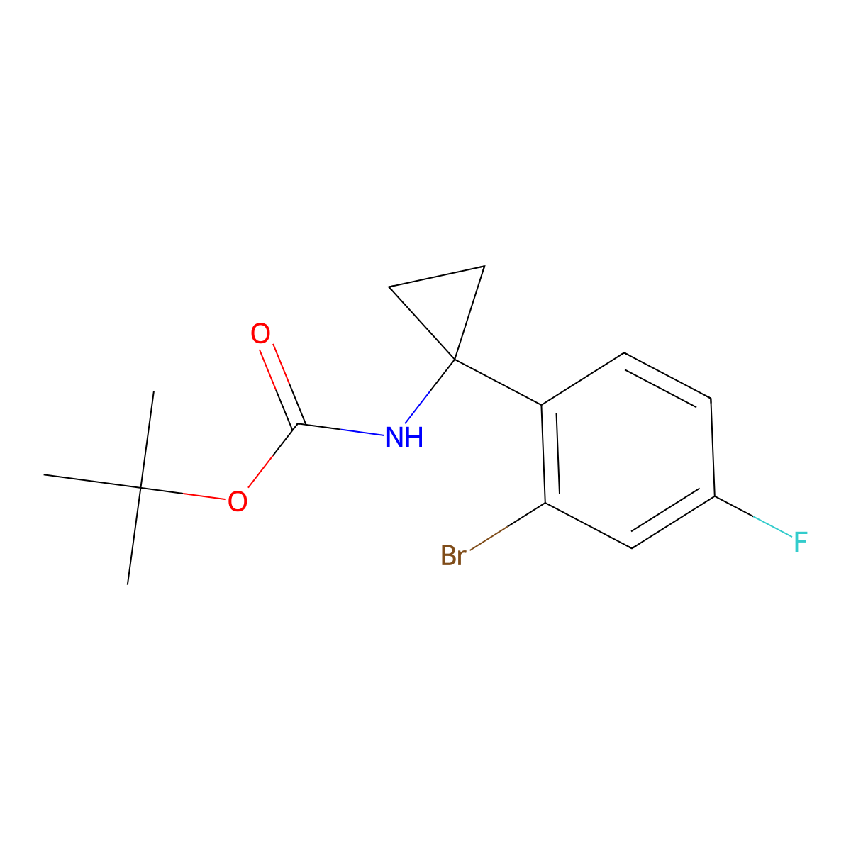 tert-Butyl 1-(2-bromo-4-fluorophenyl)cyclopropylcarbamate molecular structure, CAS 1086599-96-3