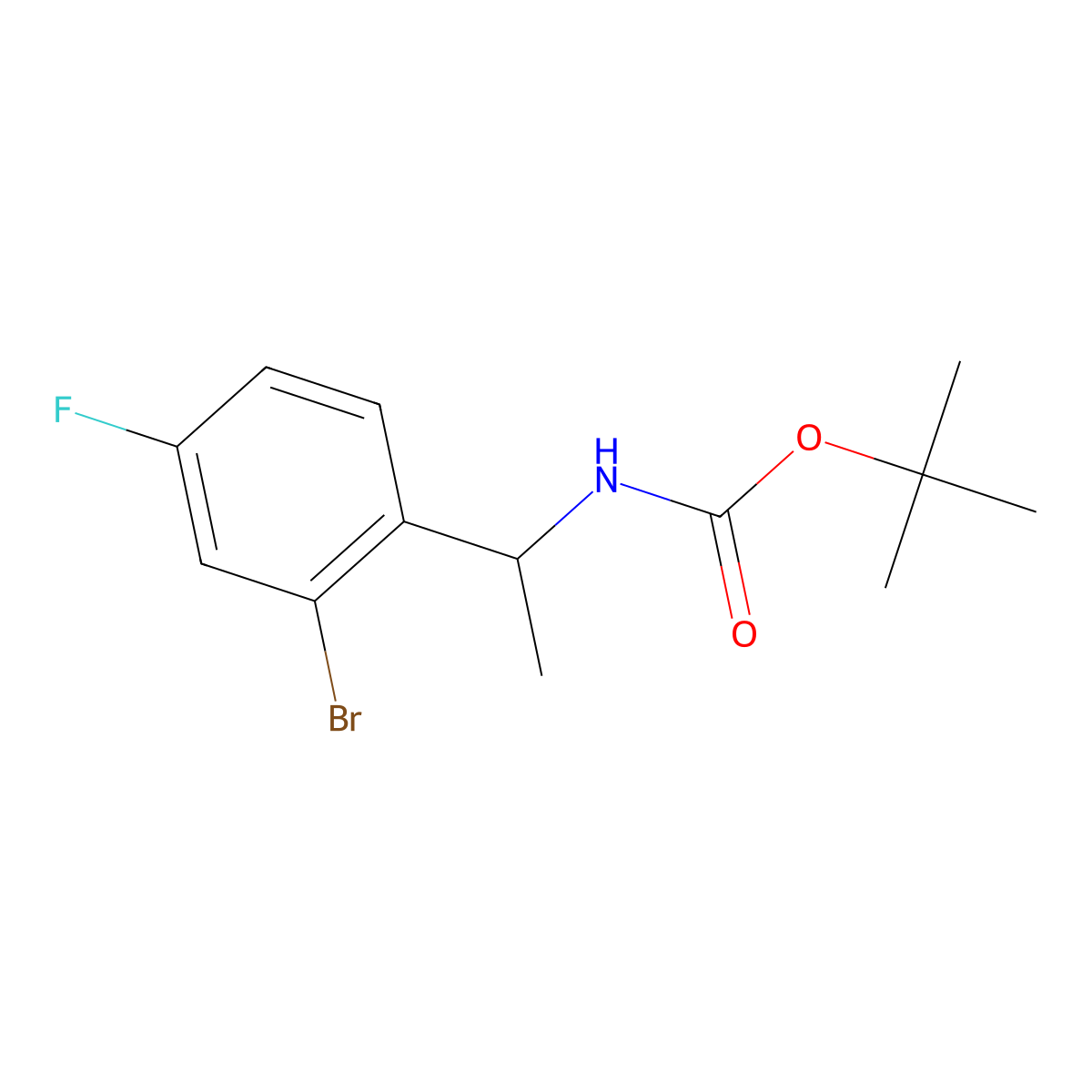 tert-Butyl N-[(1R)-1-(2-bromo-4-fluorophenyl)ethyl]carbamate molecular structure, CAS 1086600-20-5