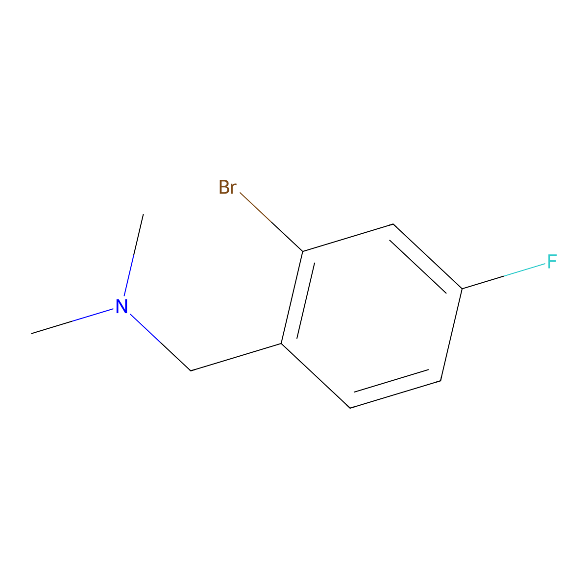 1-(2-bromo-4-fluorophenyl)-N,N-dimethylmethanamine molecular structure, CAS 1086600-42-1