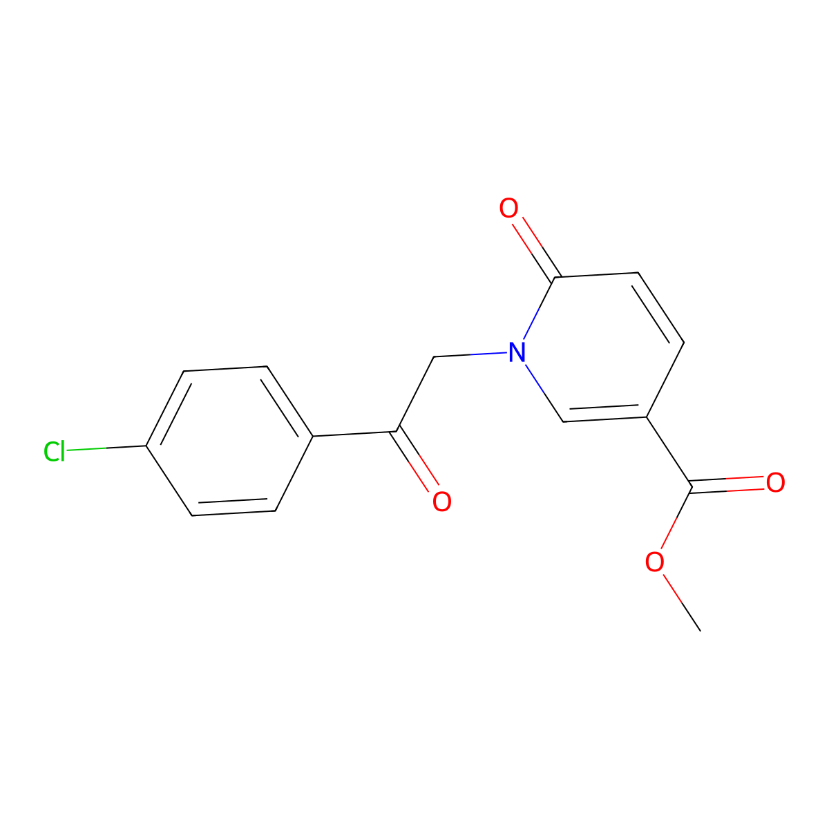 Methyl 1-[2-(4-chlorophenyl)-2-oxoethyl]-6-oxo-1,6-dihydro-3-pyridinecarboxylate molecular structure, CAS 108664-62-6