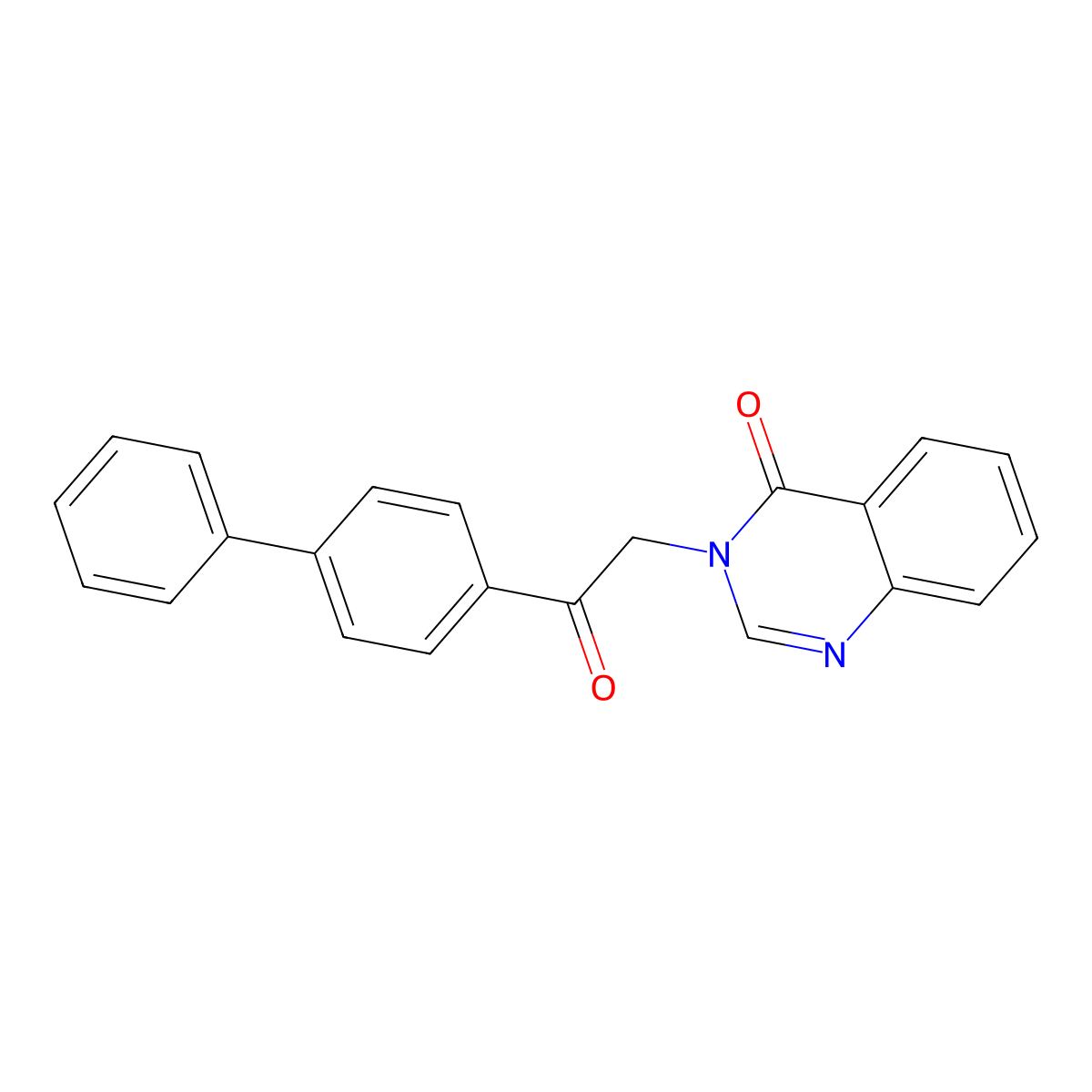 4(3H)-Quinazolinone, 3-(2-((1,1'-biphenyl)-4-yl)-2-oxoethyl)- molecular structure, CAS 108664-70-6
