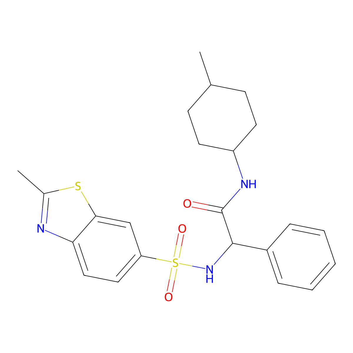 2-(2-Methyl-1,3-benzothiazole-6-sulfonamido)-N-(4-methylcyclohexyl)-2-phenylacetamide molecular structure, CAS 1086655-44-8
