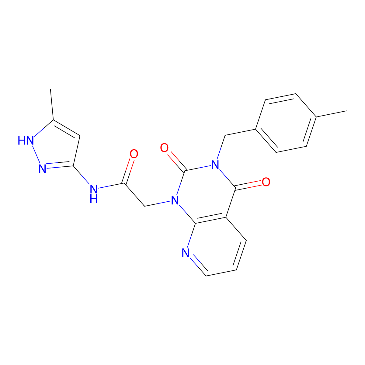N-(3-methyl-1H-pyrazol-5-yl)-2-{3-[(4-methylphenyl)methyl]-2,4-dioxo-1H,2H,3H,4H-pyrido[2,3-d]pyrimidin-1-yl}acetamide molecular structure, CAS 1086695-80-8