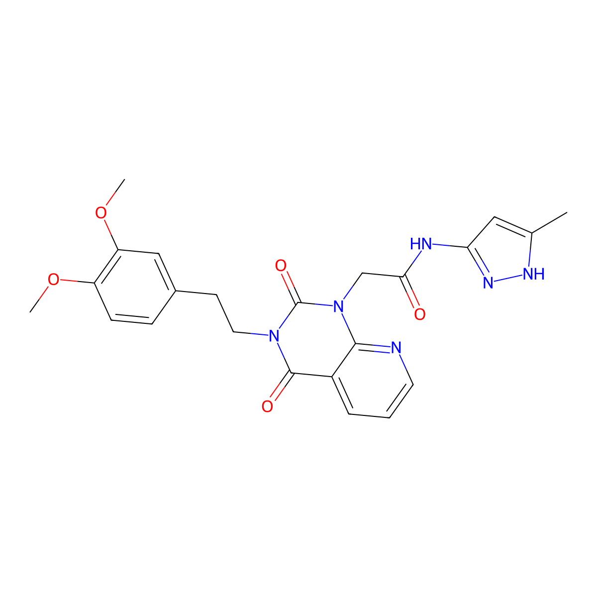 2-{3-[2-(3,4-dimethoxyphenyl)ethyl]-2,4-dioxo-1H,2H,3H,4H-pyrido[2,3-d]pyrimidin-1-yl}-N-(3-methyl-1H-pyrazol-5-yl)acetamide molecular structure, CAS 1086695-90-0