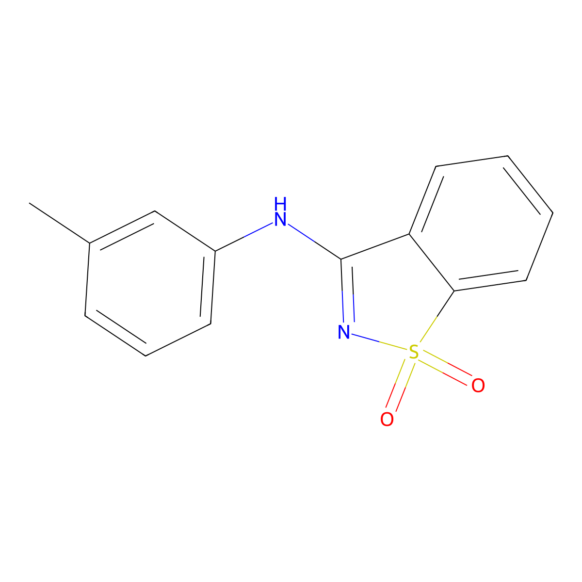 N-(3-methylphenyl)-1,1-dioxo-1,2-benzothiazol-3-amine molecular structure, CAS 108675-05-4