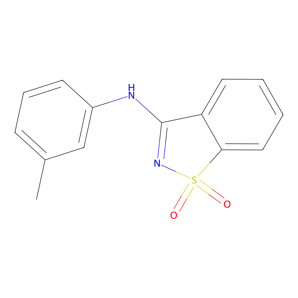 N-(3-methylphenyl)-1,1-dioxo-1,2-benzothiazol-3-amine molecular structure, CAS 108675-05-4