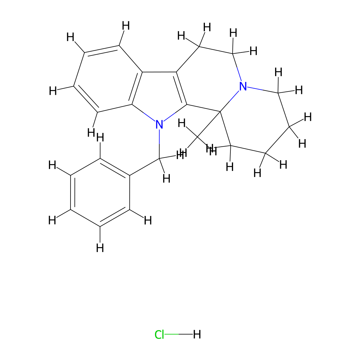 12-Benzyl-12b-methyl-1,2,3,4,6,7,12,12b-octahydroindolo[2,3-a]quinolizine hydrochloride molecular structure, CAS 1086775-09-8