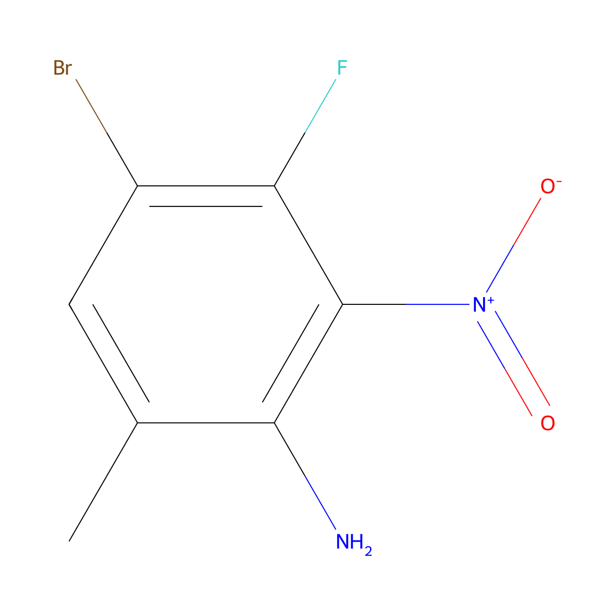 4-Bromo-3-fluoro-6-methyl-2-nitroaniline molecular structure, CAS 1086836-99-8