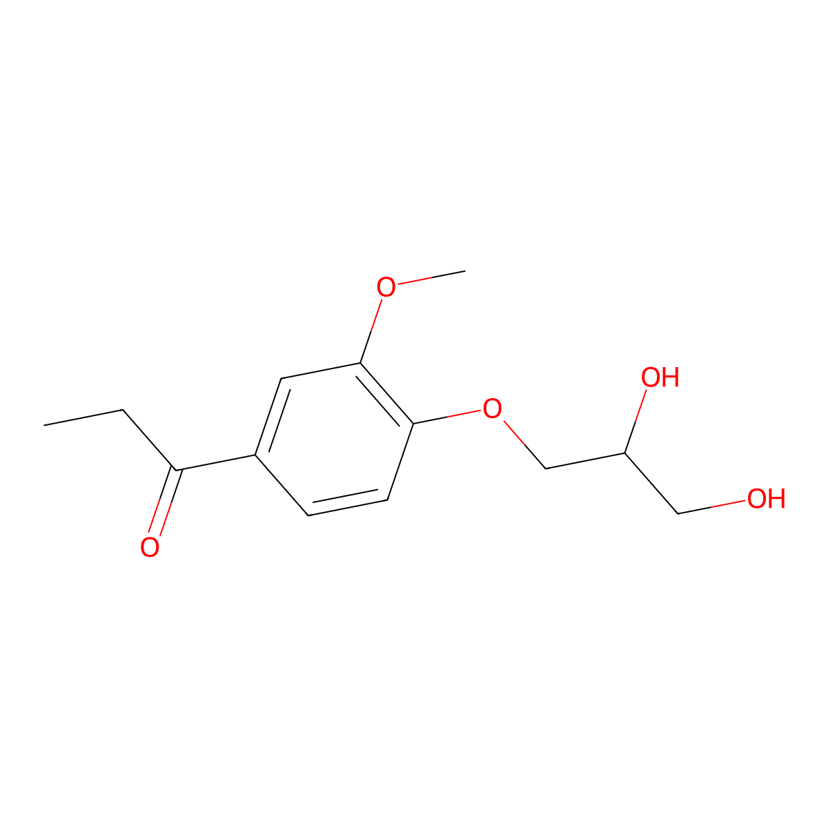 Propiophenone, 4'-(2,3-dihydroxypropoxy)-3'-methoxy- molecular structure, CAS 1087-06-5
