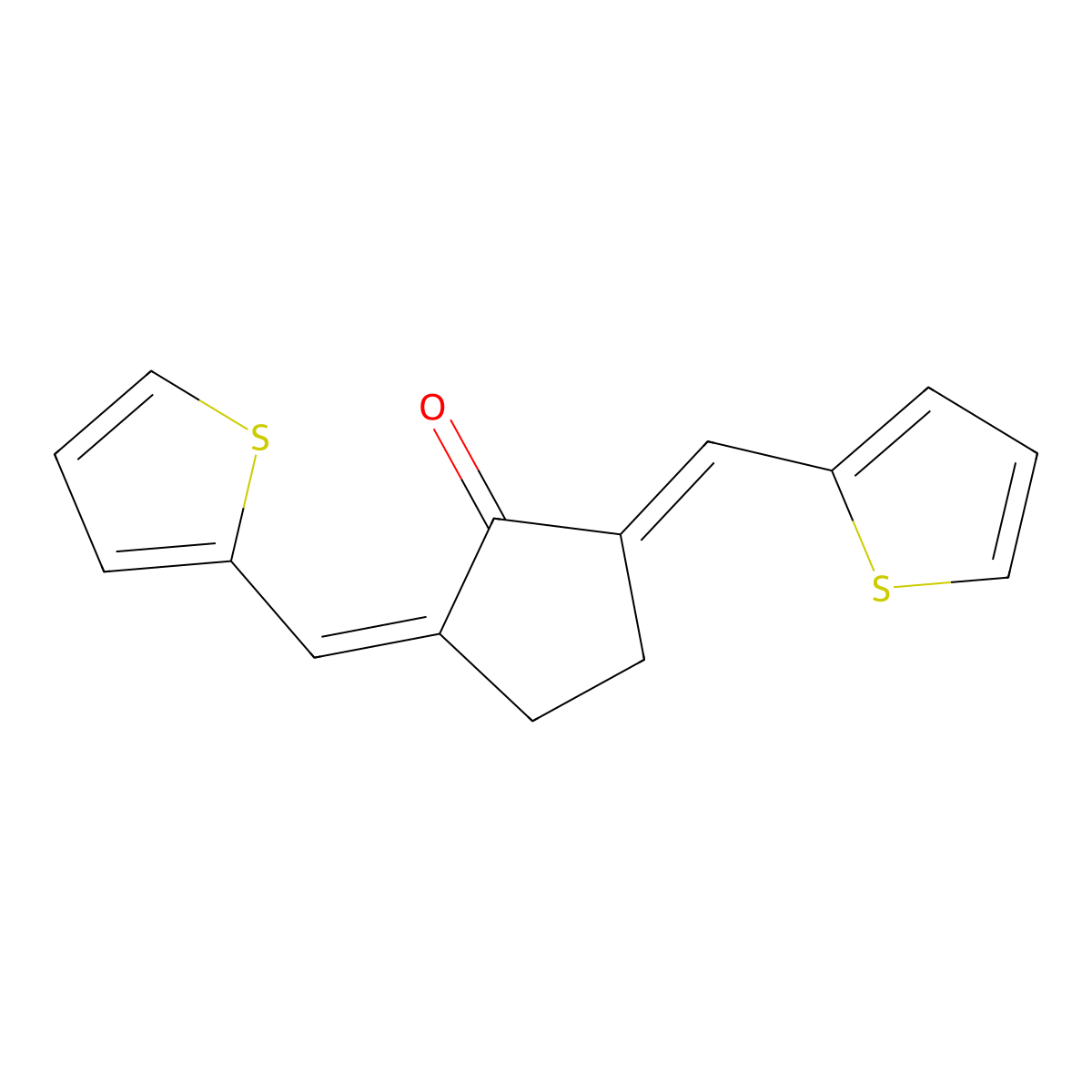 Cyclopentanone, 2,5-bis(2-thienylmethylene)- molecular structure, CAS 1087-07-6