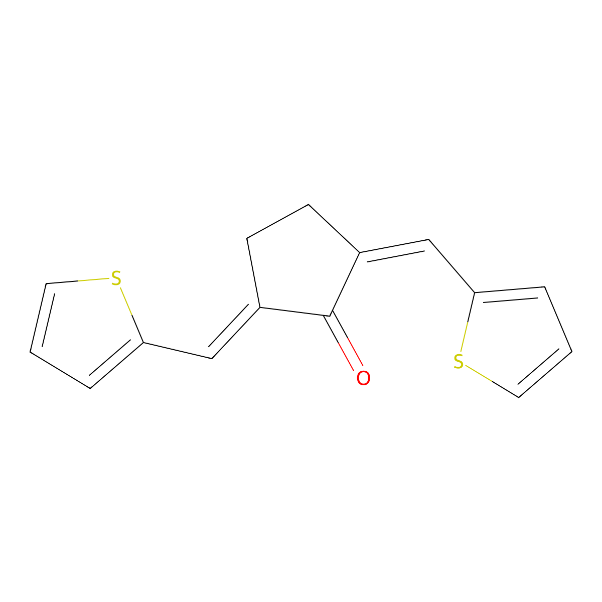 Cyclopentanone, 2,5-bis(2-thienylmethylene)- molecular structure, CAS 1087-07-6