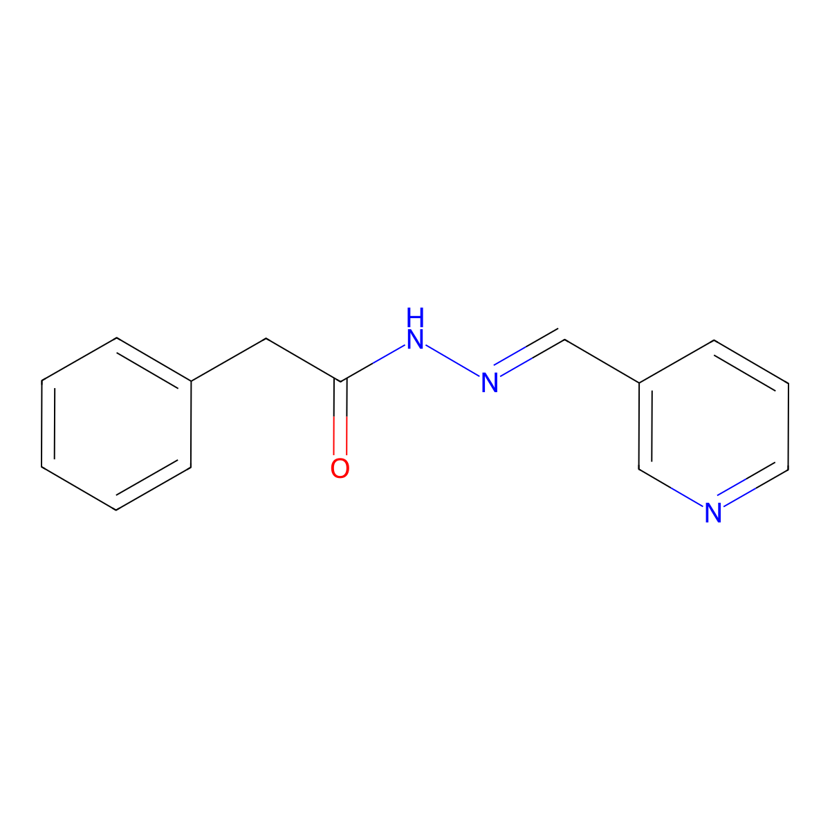 2-phenyl-N'-(3-pyridinylmethylene)acetohydrazide molecular structure, CAS 1087-40-7