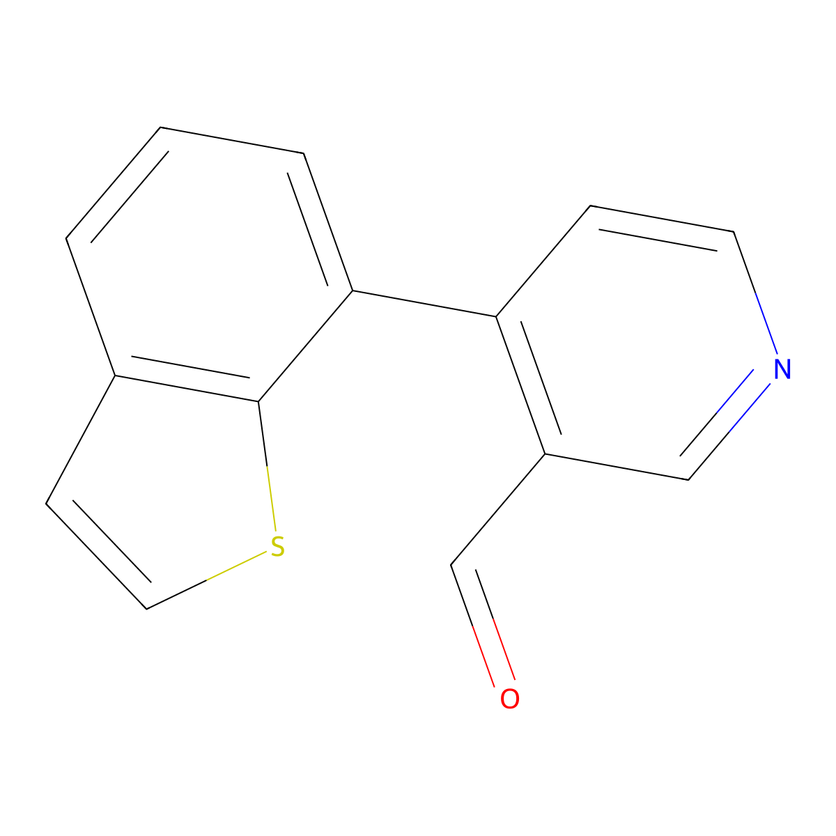 4-Benzo[b]thiophen-7-yl-pyridine-3-carbaldehyde molecular structure, CAS 1087074-64-3