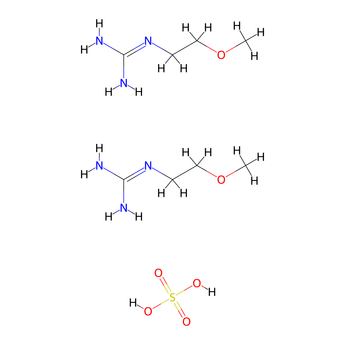 bis(N-(2-methoxyethyl)guanidine); sulfuric acid molecular structure, CAS 108712-08-9