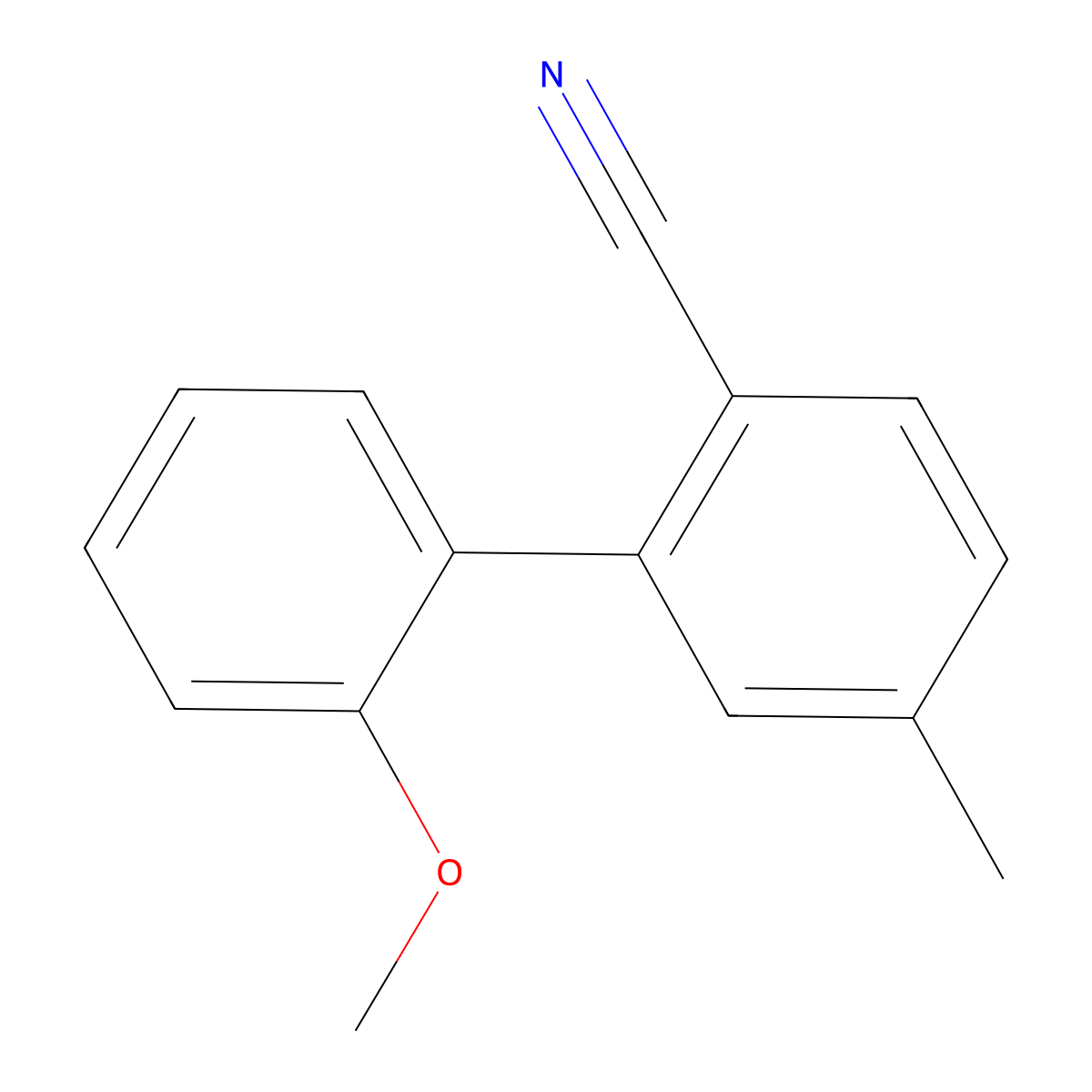 2'-Methoxy-5-methyl-[1,1'-biphenyl]-2-carbonitrile molecular structure, CAS 108714-17-6