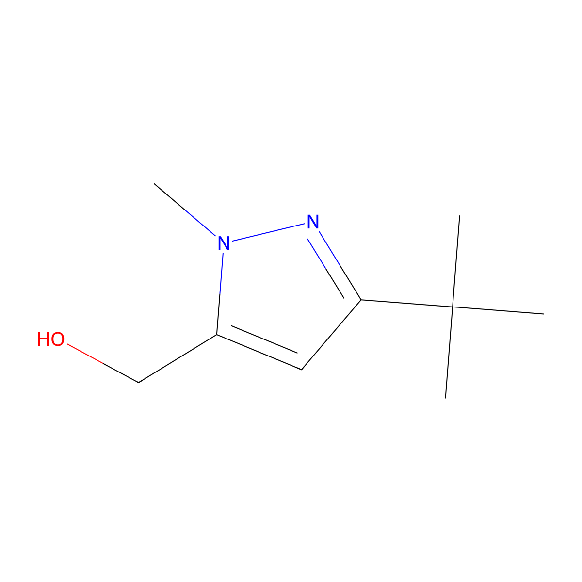 (3-tert-butyl-1-methyl-1H-pyrazol-5-yl)methanol molecular structure, CAS 1087163-13-0