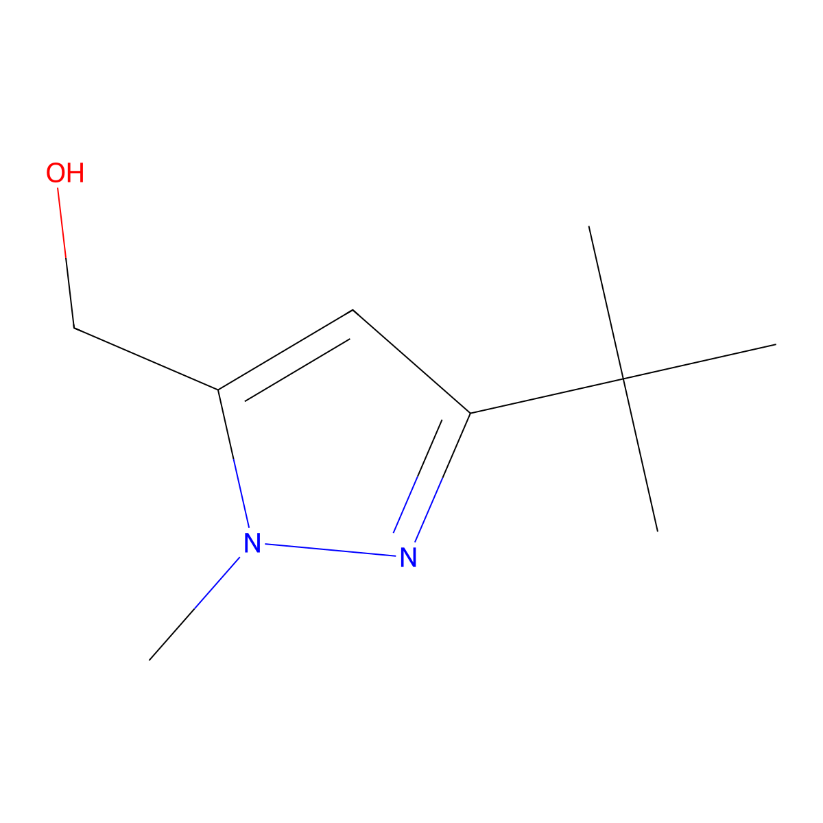 (3-tert-butyl-1-methyl-1H-pyrazol-5-yl)methanol molecular structure, CAS 1087163-13-0