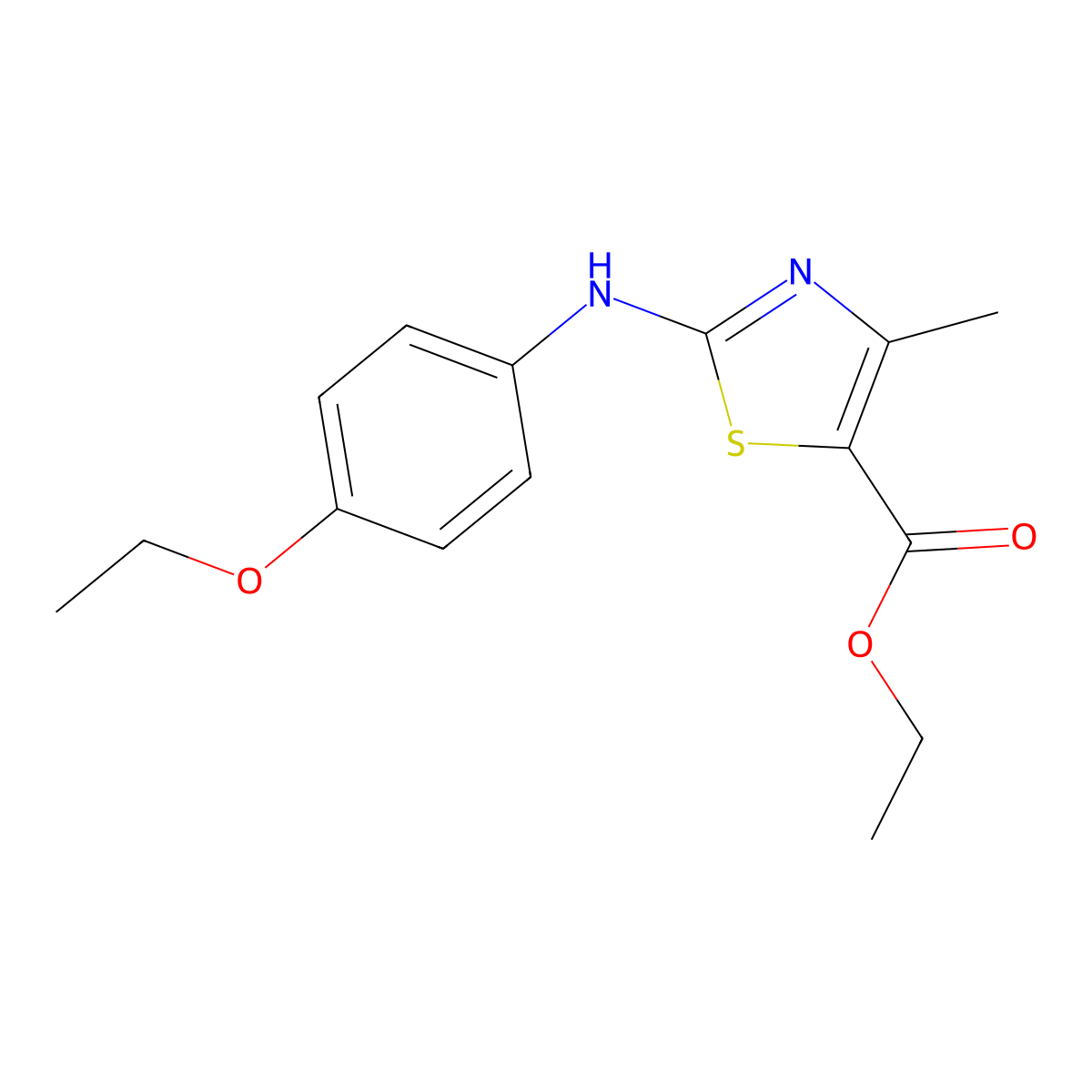 Ethyl 2-(4-ethoxyanilino)-4-methyl-1,3-thiazole-5-carboxylate molecular structure, CAS 108717-45-9