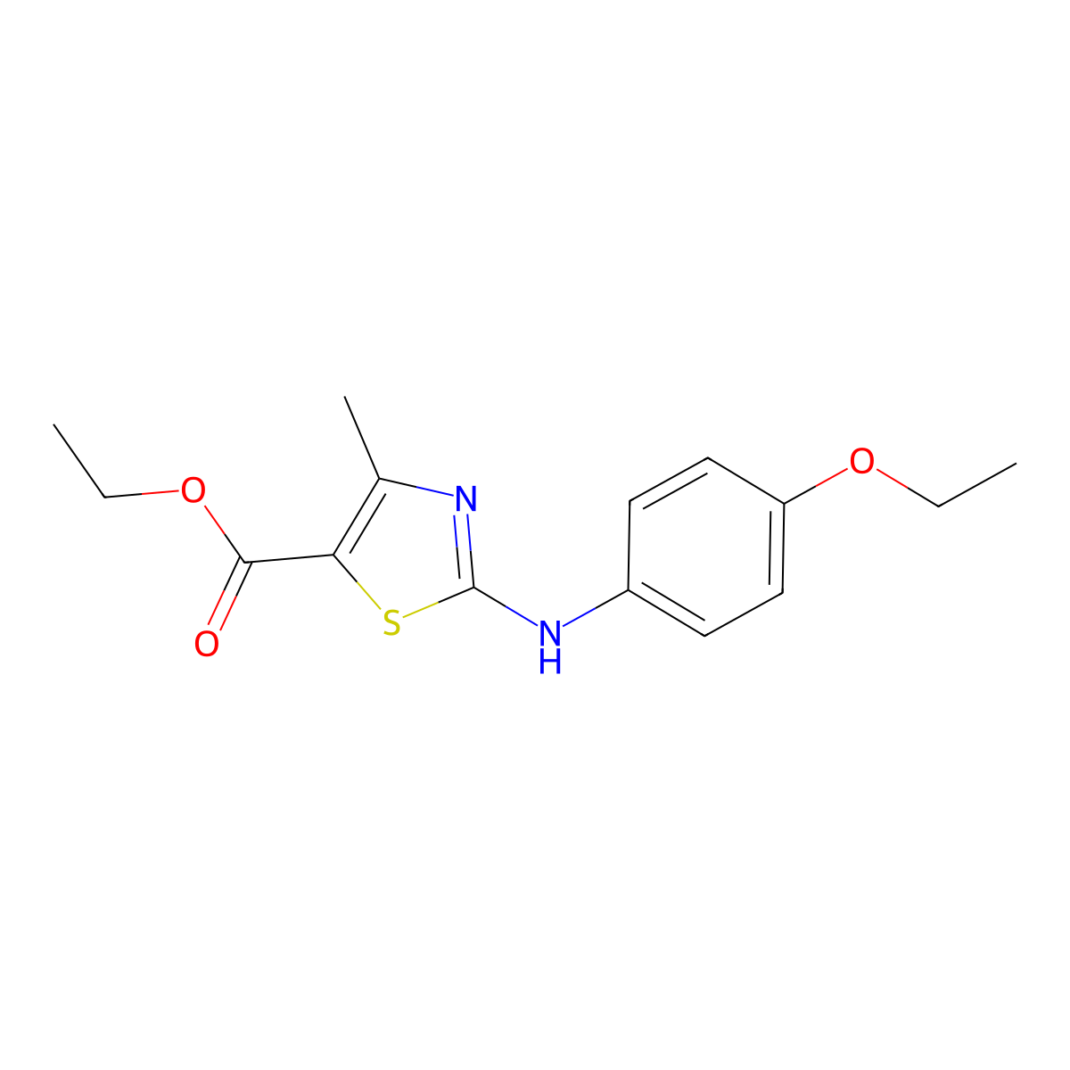 Ethyl 2-(4-ethoxyanilino)-4-methyl-1,3-thiazole-5-carboxylate molecular structure, CAS 108717-45-9