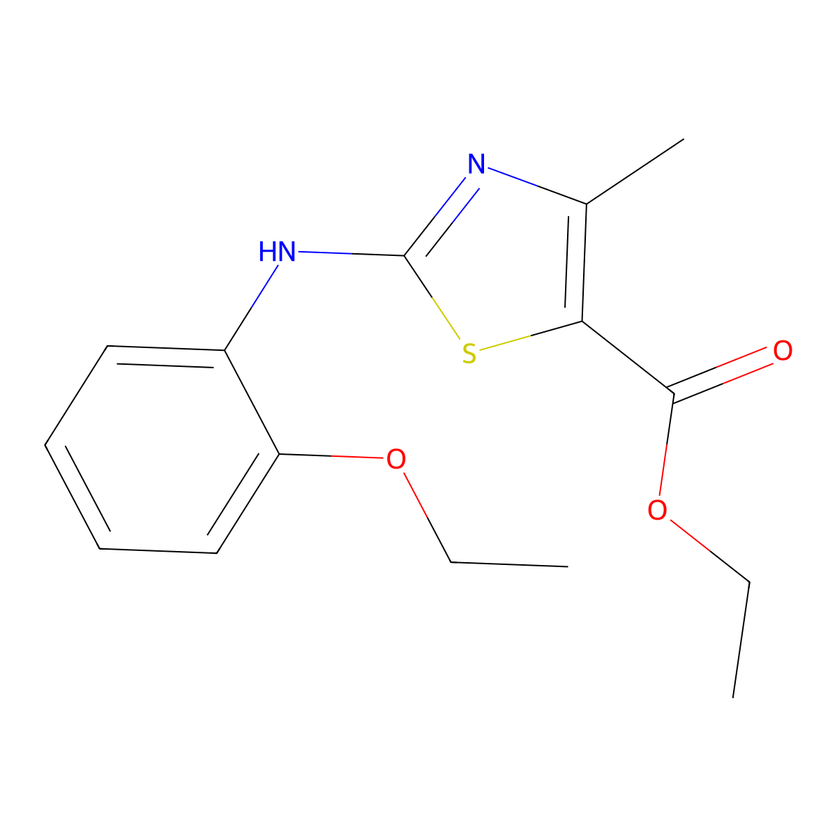 Ethyl 2-[(2-ethoxyphenyl)amino]-4-methyl-1,3-thiazole-5-carboxylate molecular structure, CAS 108719-19-3