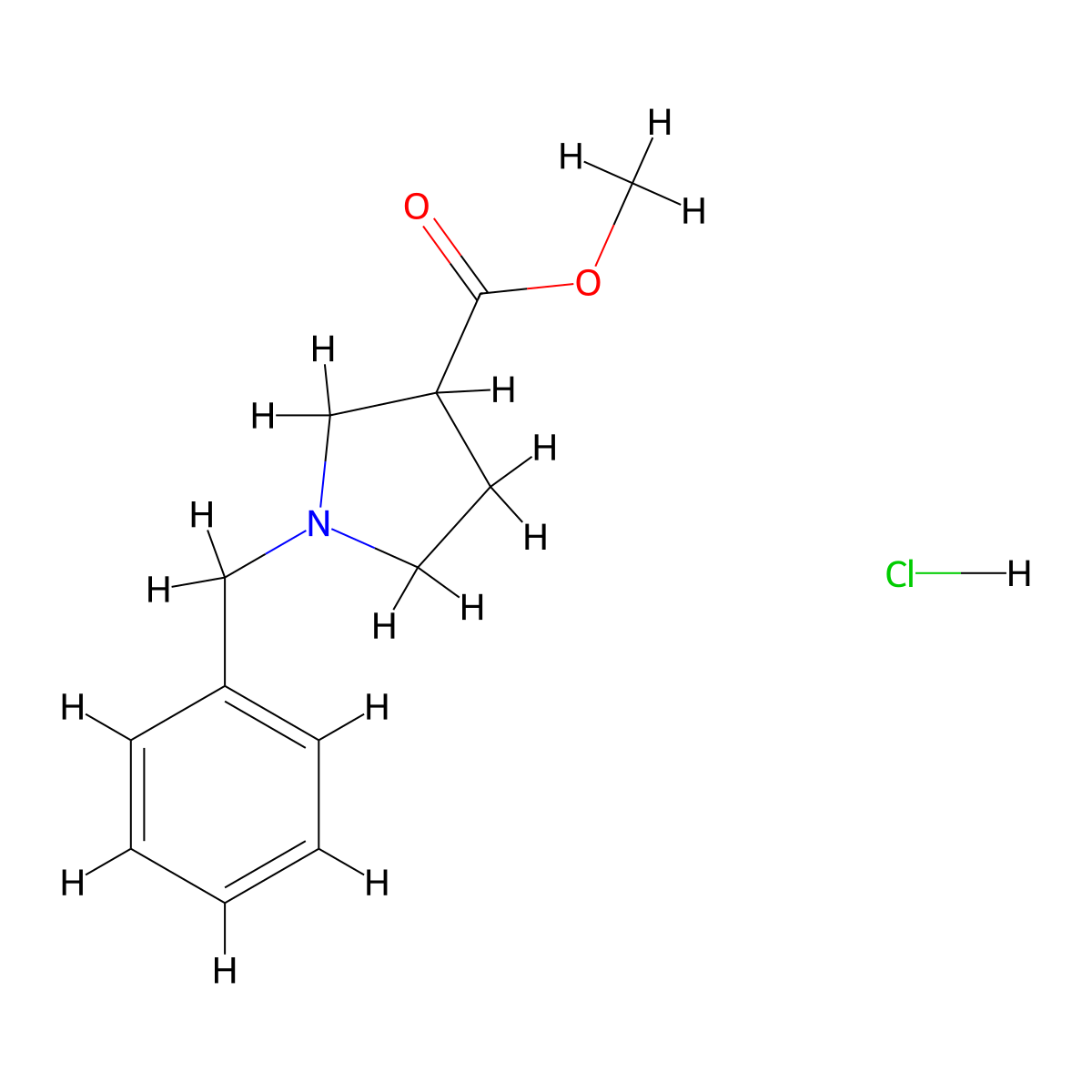Methyl 1-benzylpyrrolidine-3-carboxylate hydrochloride molecular structure, CAS 1087209-93-5