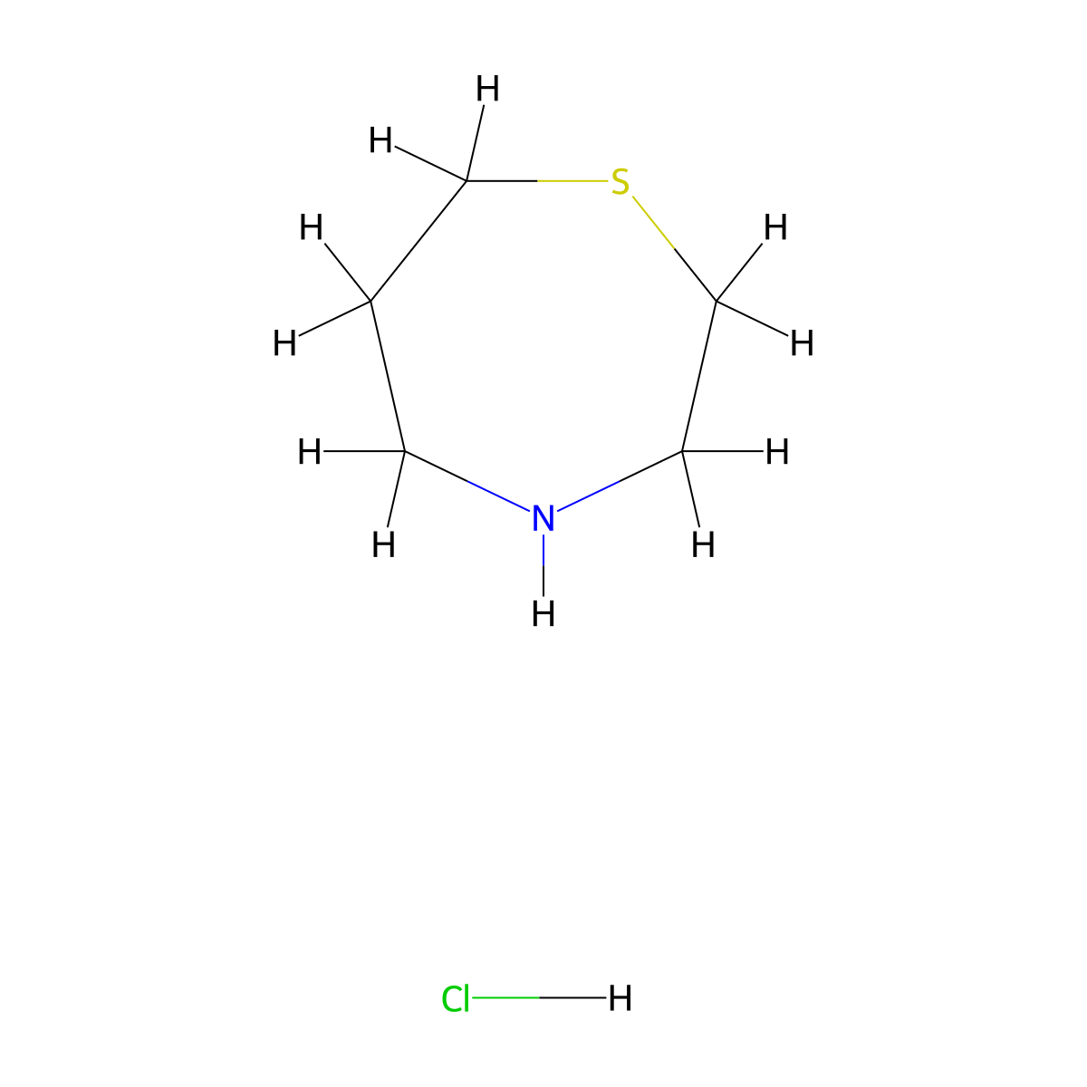 1,4-Thiazepane hydrochloride molecular structure, CAS 108724-14-7