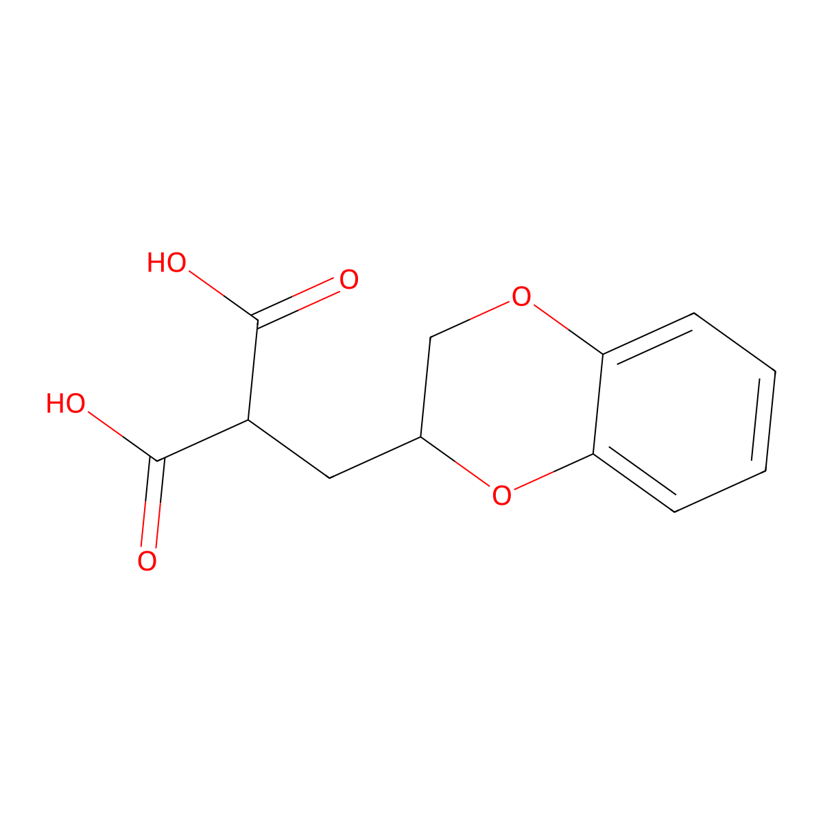 2-(2,3-Dihydro-1,4-benzodioxin-3-ylmethyl)propanedioic acid molecular structure, CAS 108724-74-9