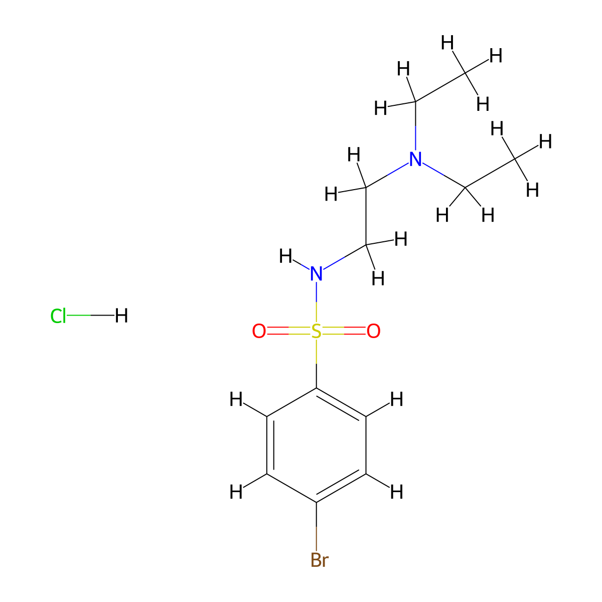 4-bromo-N-[2-(diethylamino)ethyl]benzene-1-sulfonamide hydrochloride molecular structure, CAS 108725-36-6