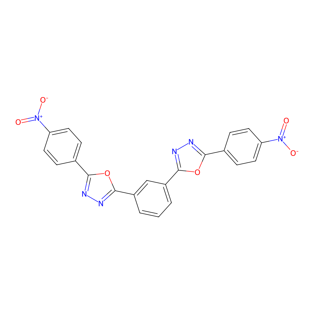 1,3,4-Oxadiazole, 2,2'-(1,3-phenylene)bis[5-(4-nitrophenyl)- molecular structure, CAS 108733-72-8